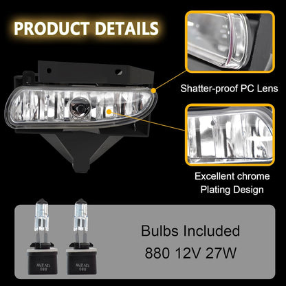 mcooo Fog Lights Assembly Compatible with 1999-2004 Ford Mustang, Bumper Driving Fog lamp Assembly Replacement (Halogen Fog Lights)