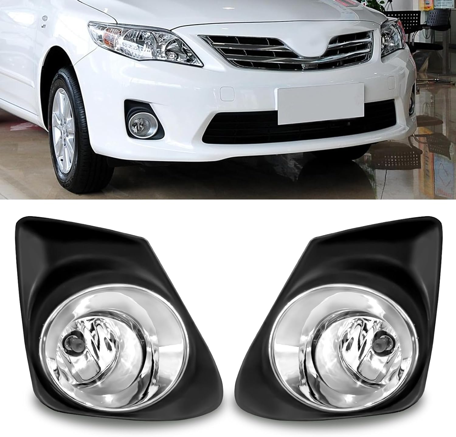 Mcooo Fog Lights Compatible with 2011 2012 2013 Corolla,Bumper Driving Fog Lamp Assembly, Halogen Bulbs，OEM-Style Replacement,1 Pair