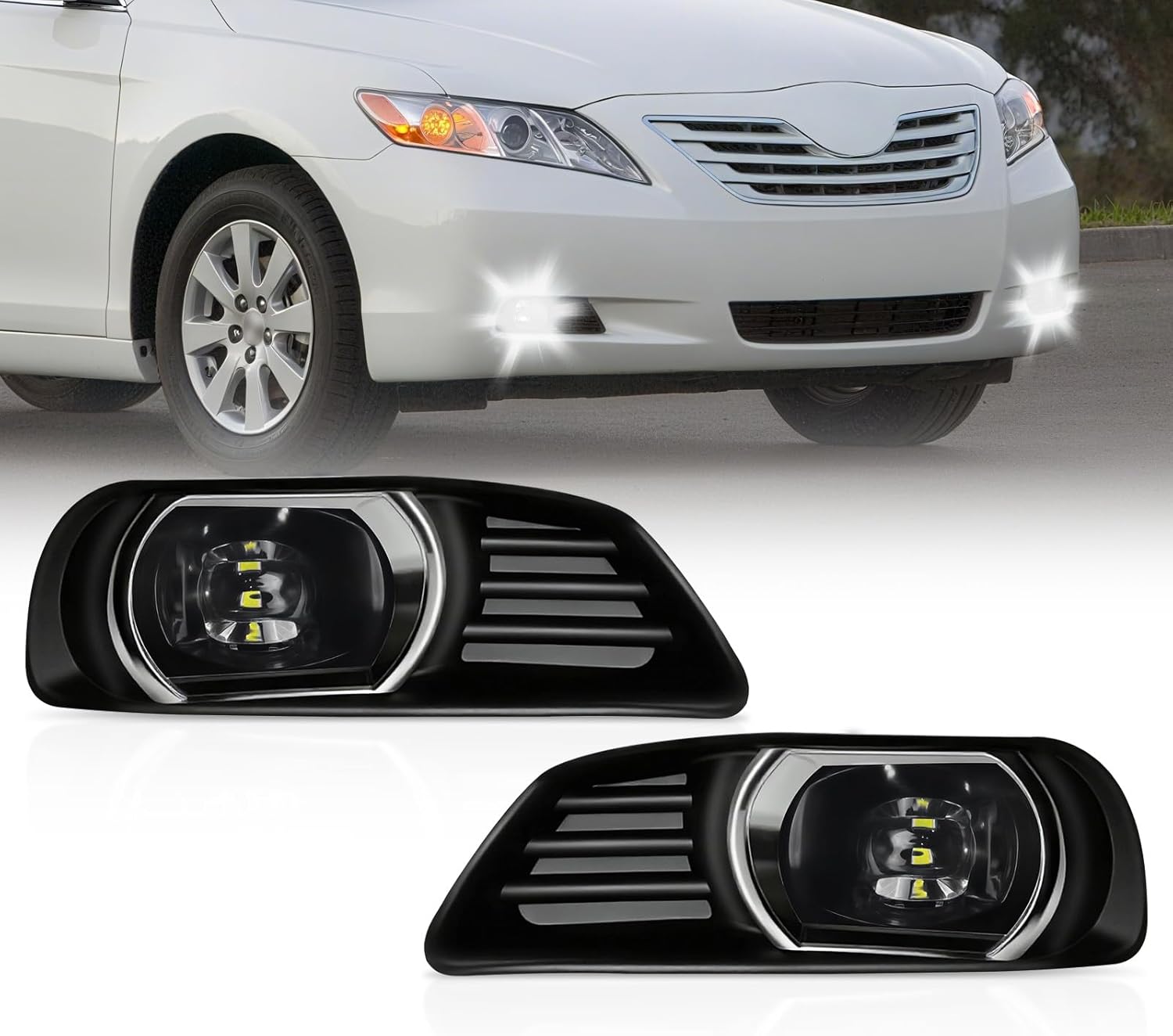 Mcooo Led Fog Lights For Toyota Camry 2007-2009 Waterproof And Durable Fog Lights For Ty Camry With Advanced Chip For Enhanced Visibility In All Weather With Pc Housing And Upgraded Cooling System