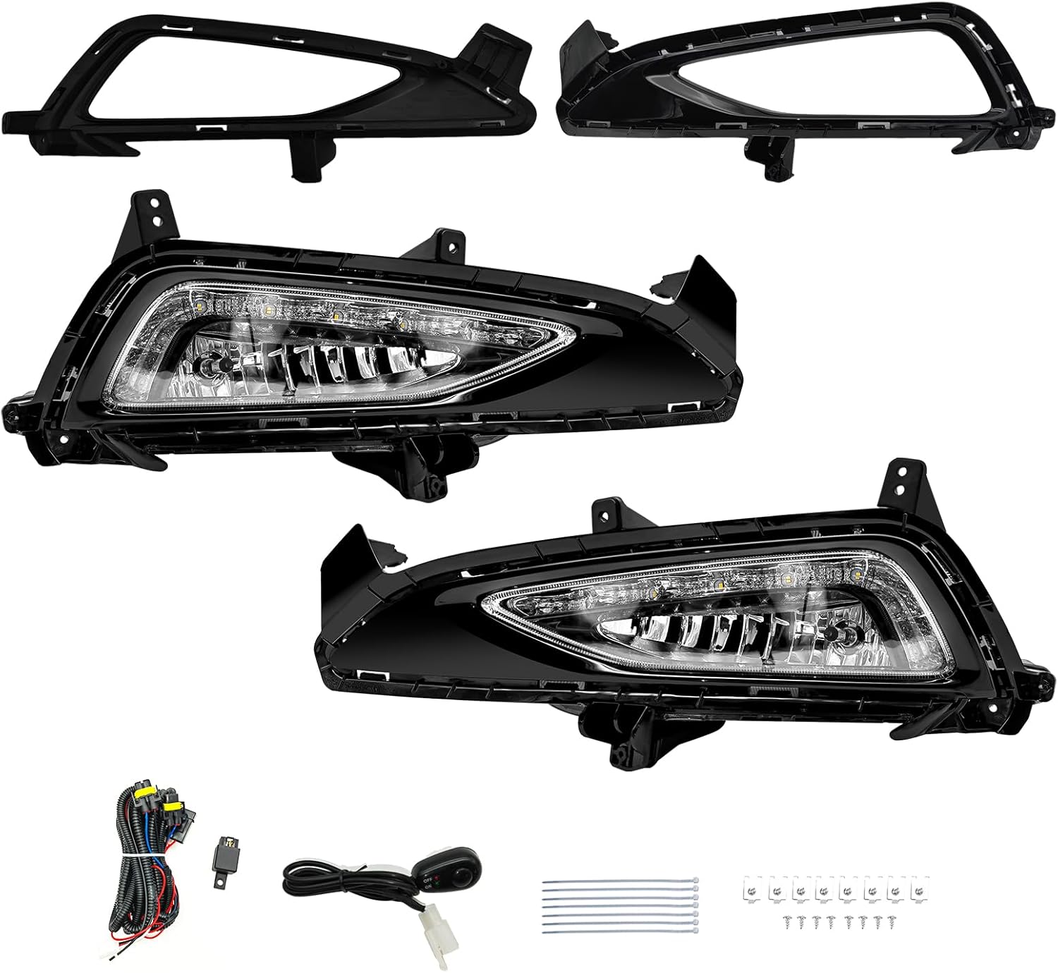 Mcooo LED&DRL Fog Light Fit For 2016 2017 2018 Hyundai Tucson, A Pair Of Front Bumper Fog Lamps With Clear Lens And Covers