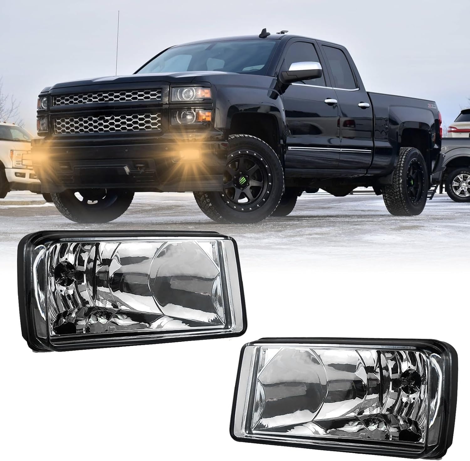 Mcooo Halogen Fog Lights for 2007-2015 Chevy Silverado, Suburban, Tahoe, 2007-2013 Avalanche, Pick Up Truck Fog Lamp Replacement with Fog Wiring Harness Switch