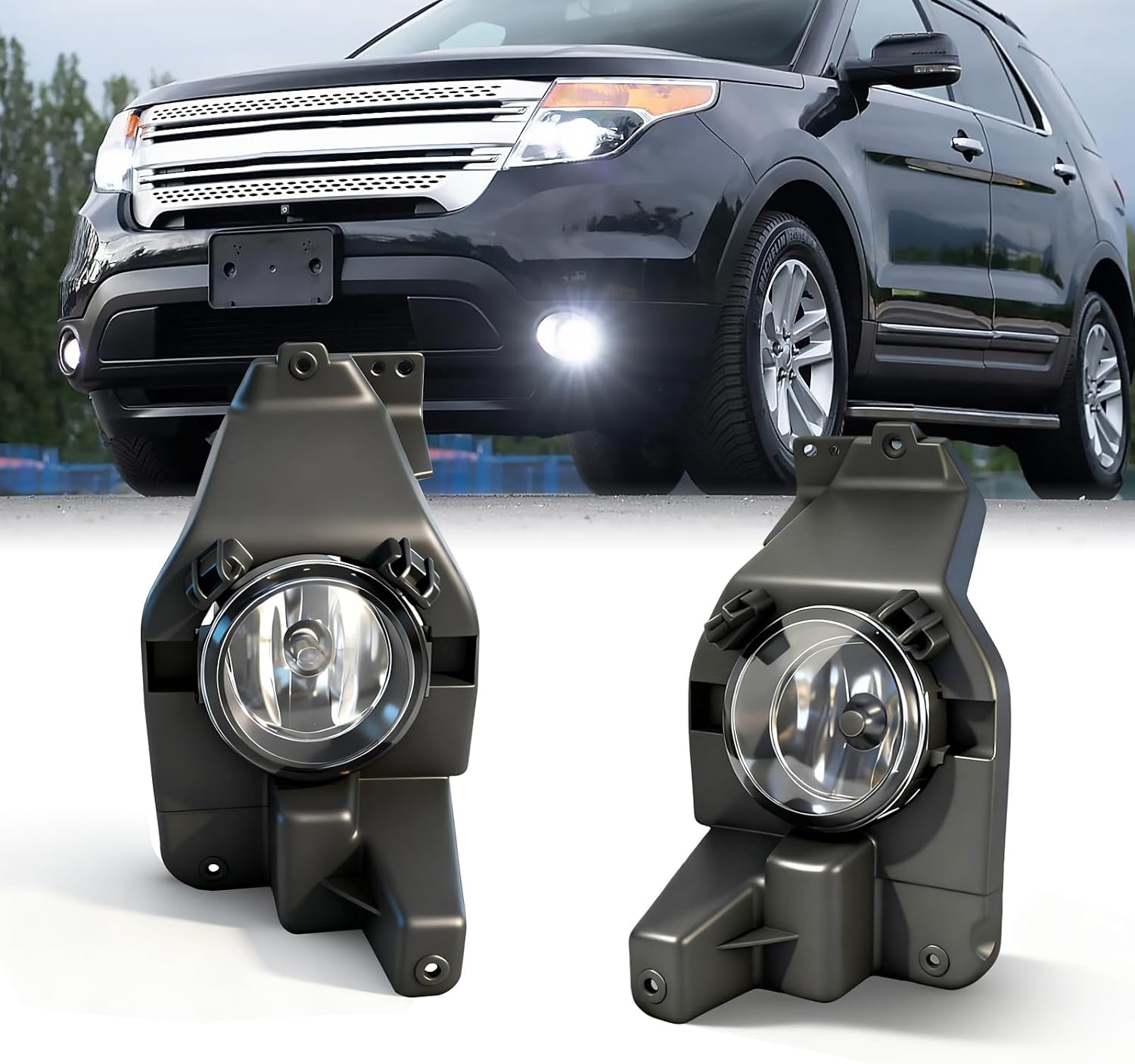Mcooo Fog Lights Compatible with 2011 2012 2013 2014 2014 2015 Ford Explorer Upgrade and Modified 1 Pair Fog Lamp, Fog Light Assembly