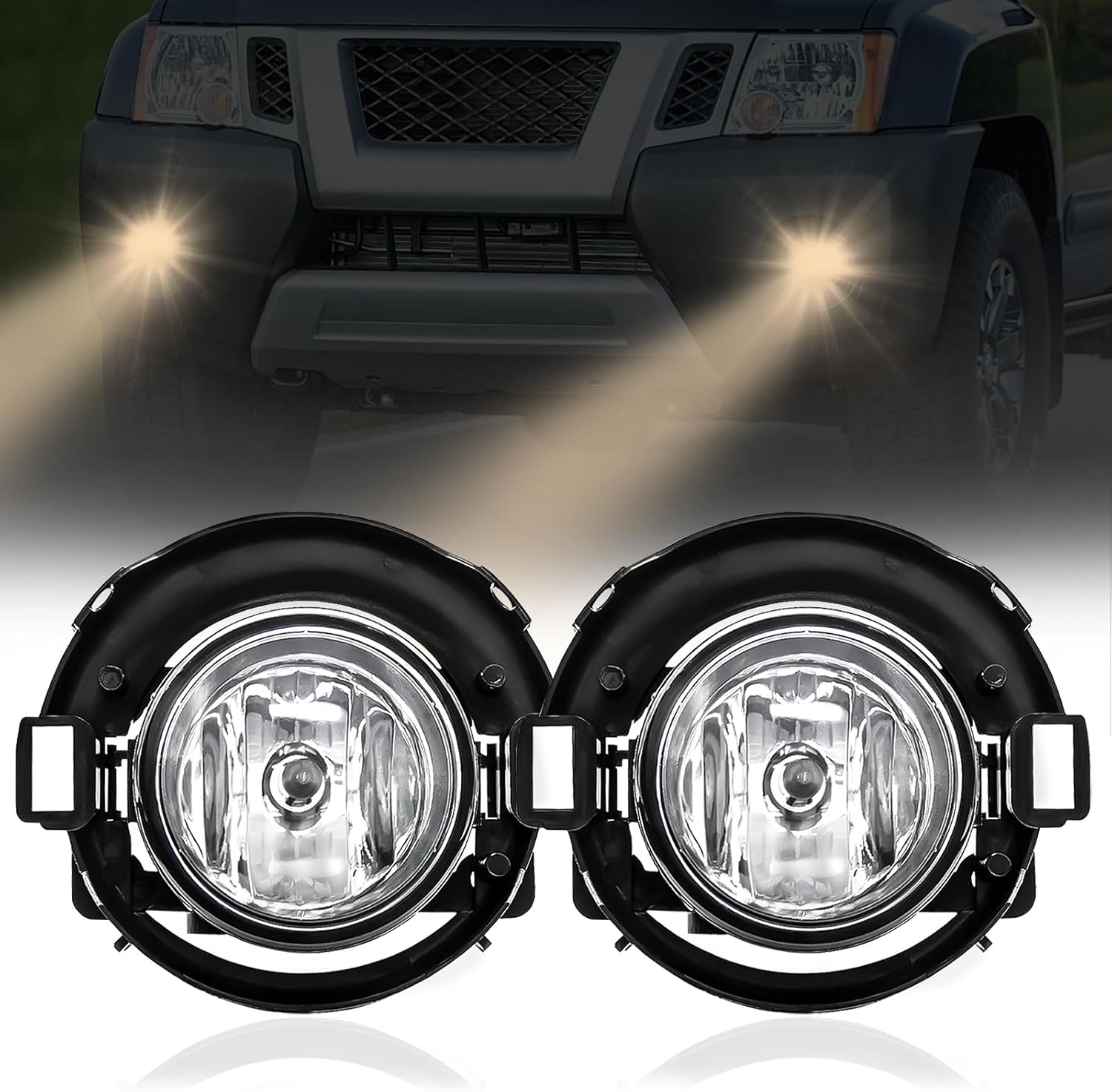 Mcooo Halogen Fog Lights Compatible with 2010-2017 Nissan Frontier,2005-2015 Xterra, Driving Fog Lamps Replacement with Wiring Harness, Switch Kit (Only fit for Plastic Bumper)