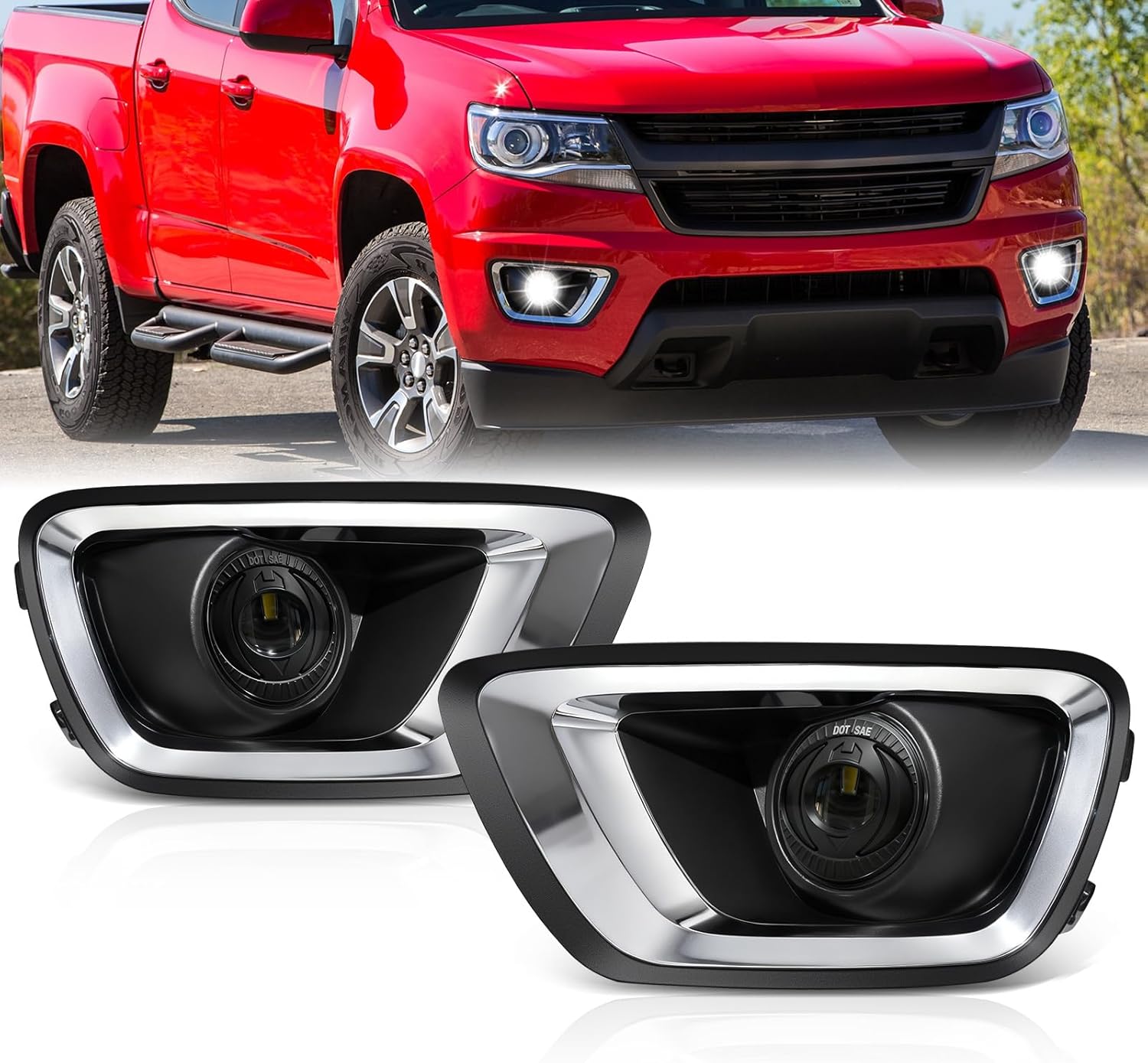 Mcooo Upgraded LED Fog Lights Assembly Compatible with 2015-2019 Chevy Colorado,Front Bumper Driving LED Fog Lamps with Wiring Harness And Switch Clear Lens High Performance DOT Compliance