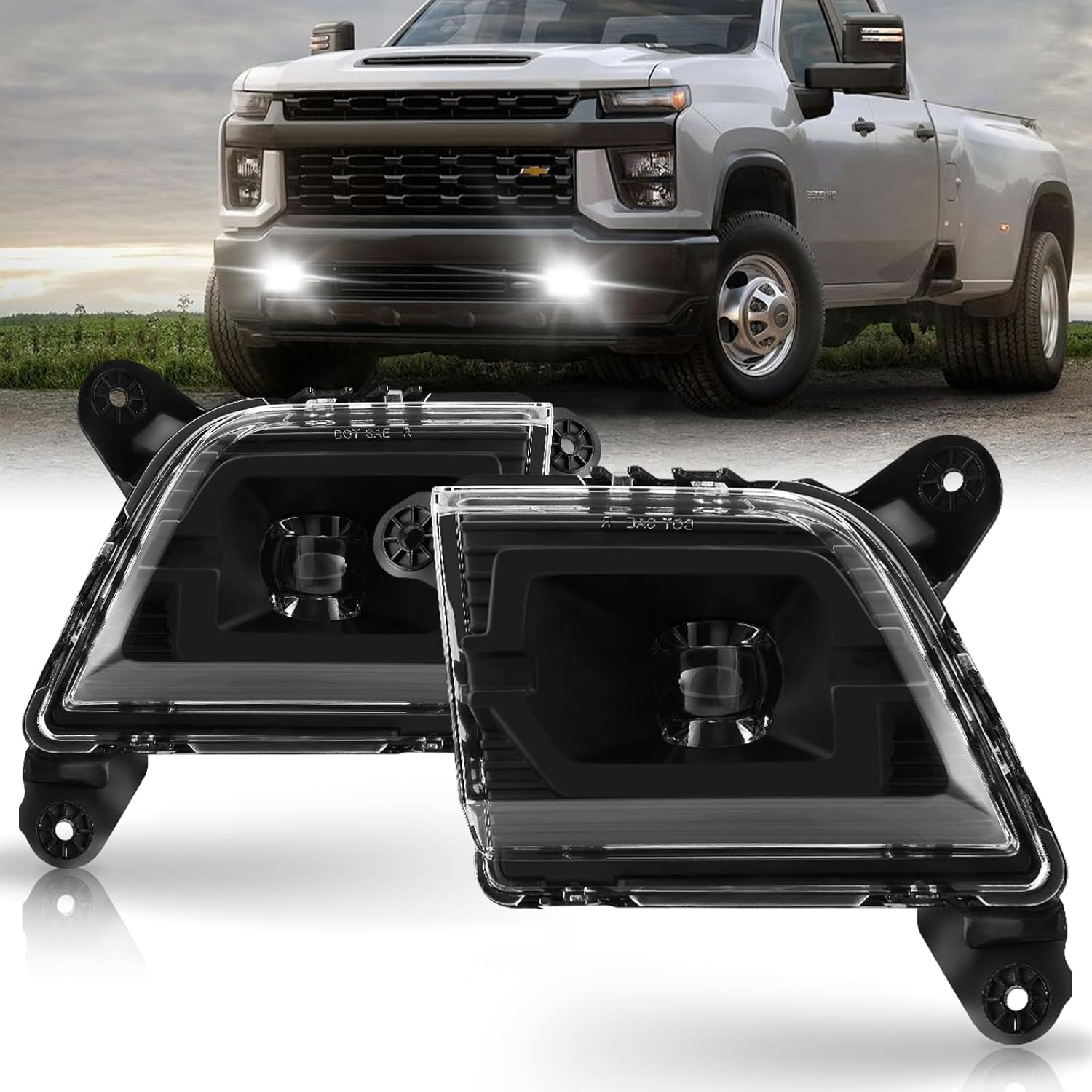 Mcooo LED Fog Lights for 2019 2020 2021 2022 2023 Chevrolet Silverado 1500 2500HD 3500HD, Trucks Front Driving Fog Lamps Assembly Kit, DOT Approved - 1 Pair(No Including Wiring)