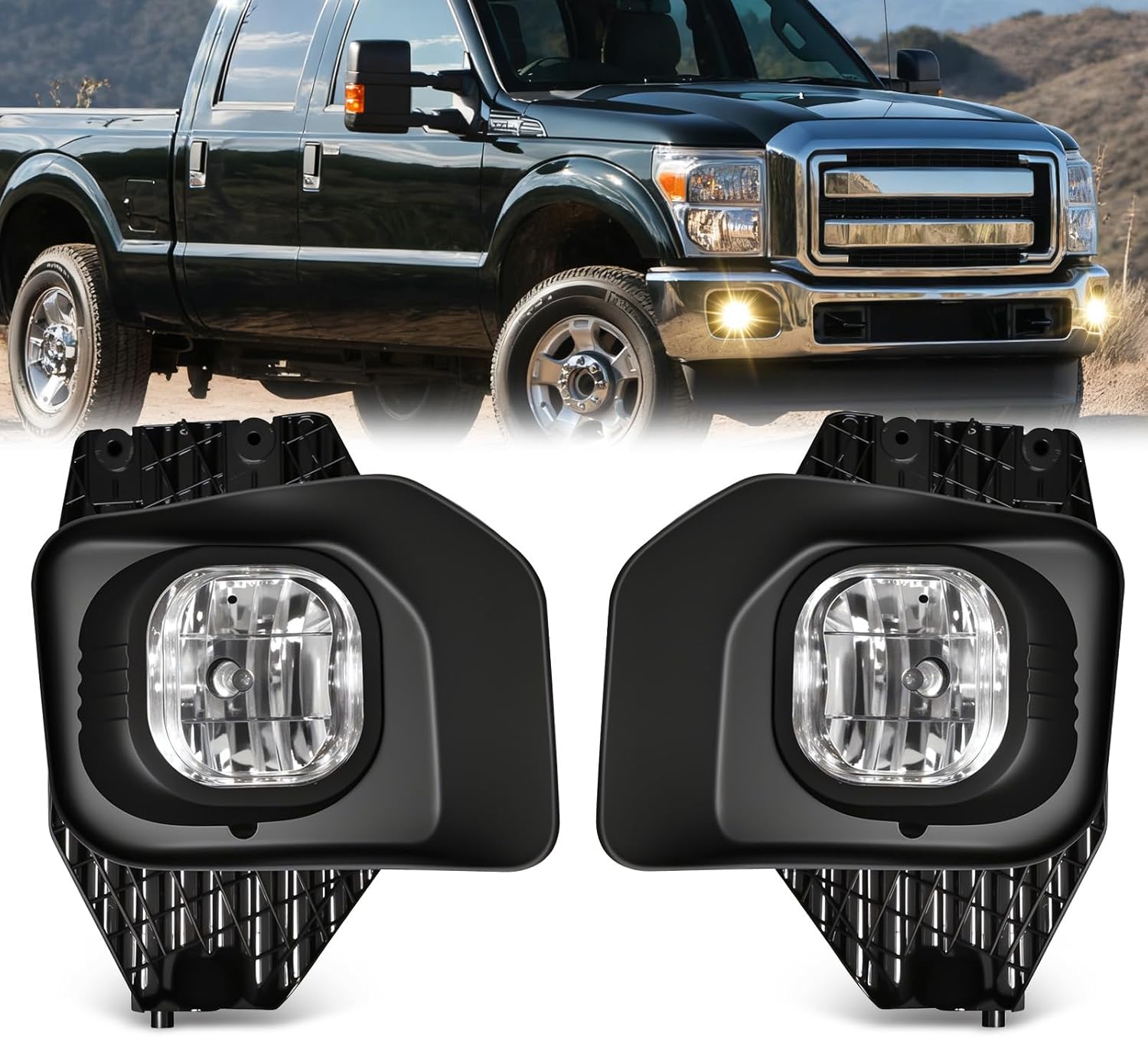 Mcooo Fog Lights Compatible for Ford 2011-2016 F250/F350/F450/F550 Super Duty, Bumper Driving LED Fog Lamp Assembly Replacement FogLight Kit, DOT Certified（1 Pair）