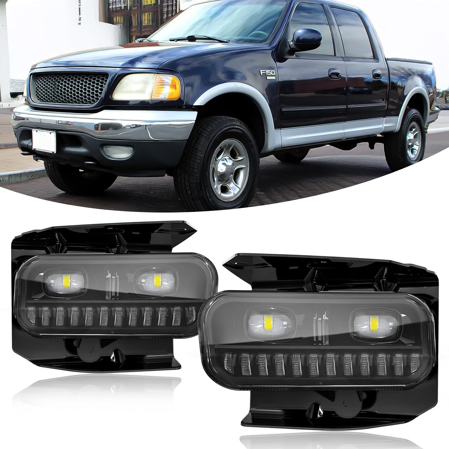 Mcooo Led Fog Lights for 1999-2003 Ford F150 / 1999-2002 Expedition / 1999 F250 Pickup Upgrade and Modified 1 Pair Led Fog Lamp