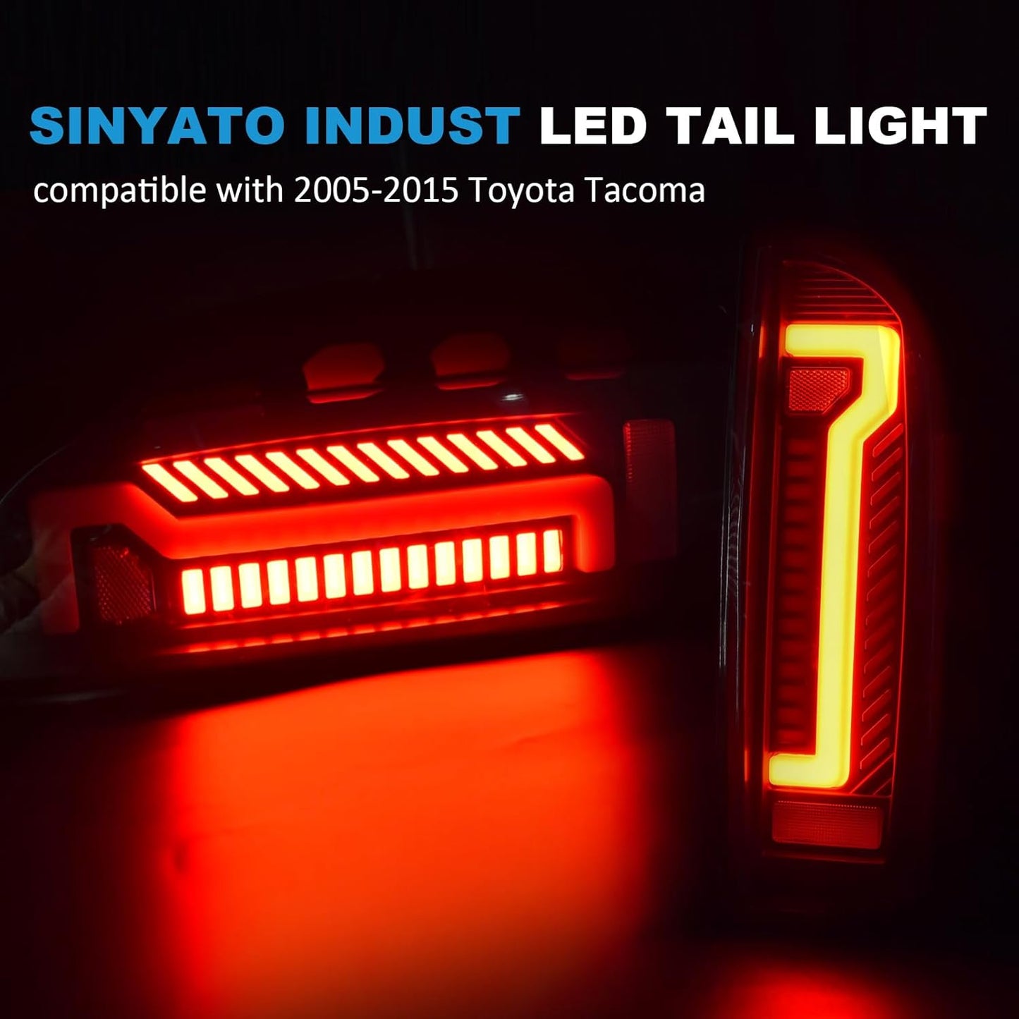 mcooo Sequential Full LED Tail Light Assembly for 2005-2015 Toyota Tacoma, 2nd Gen Tacoma - Animated, Dynamic Turn Signal, Brake, Reverse Lights - Smoked