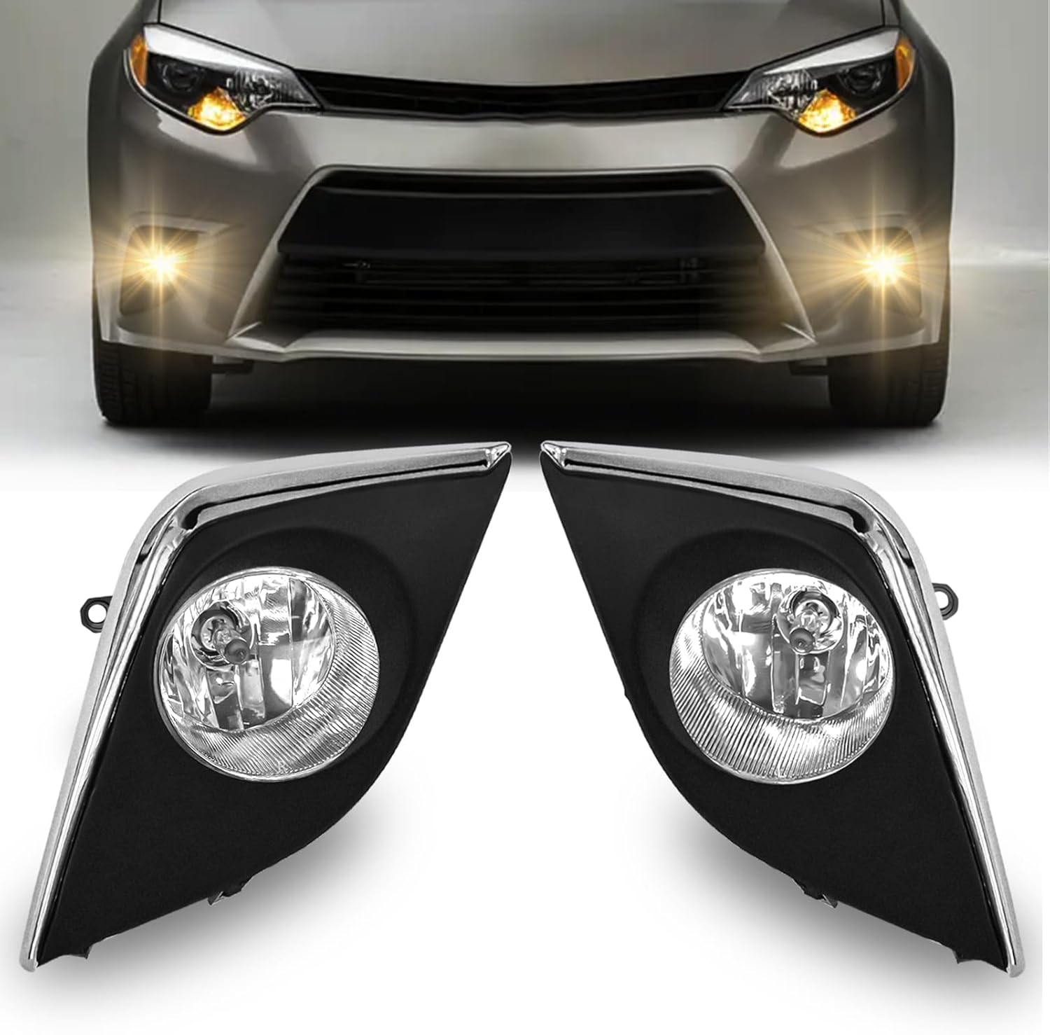 Mcooo Fog Lights Assembly Compatible with 2014 2015 2016 Corolla/Altis CE ECO L LE, Bumper Driving Fog lamp Assembly Replacement (Halogen Fog Lights)