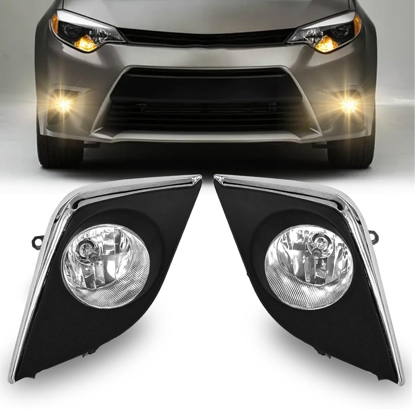 mcooo Fog Lights Assembly Compatible with 2014 2015 2016 Corolla/Altis CE ECO L LE, Bumper Driving Fog lamp Assembly Replacement (Halogen Fog Lights)