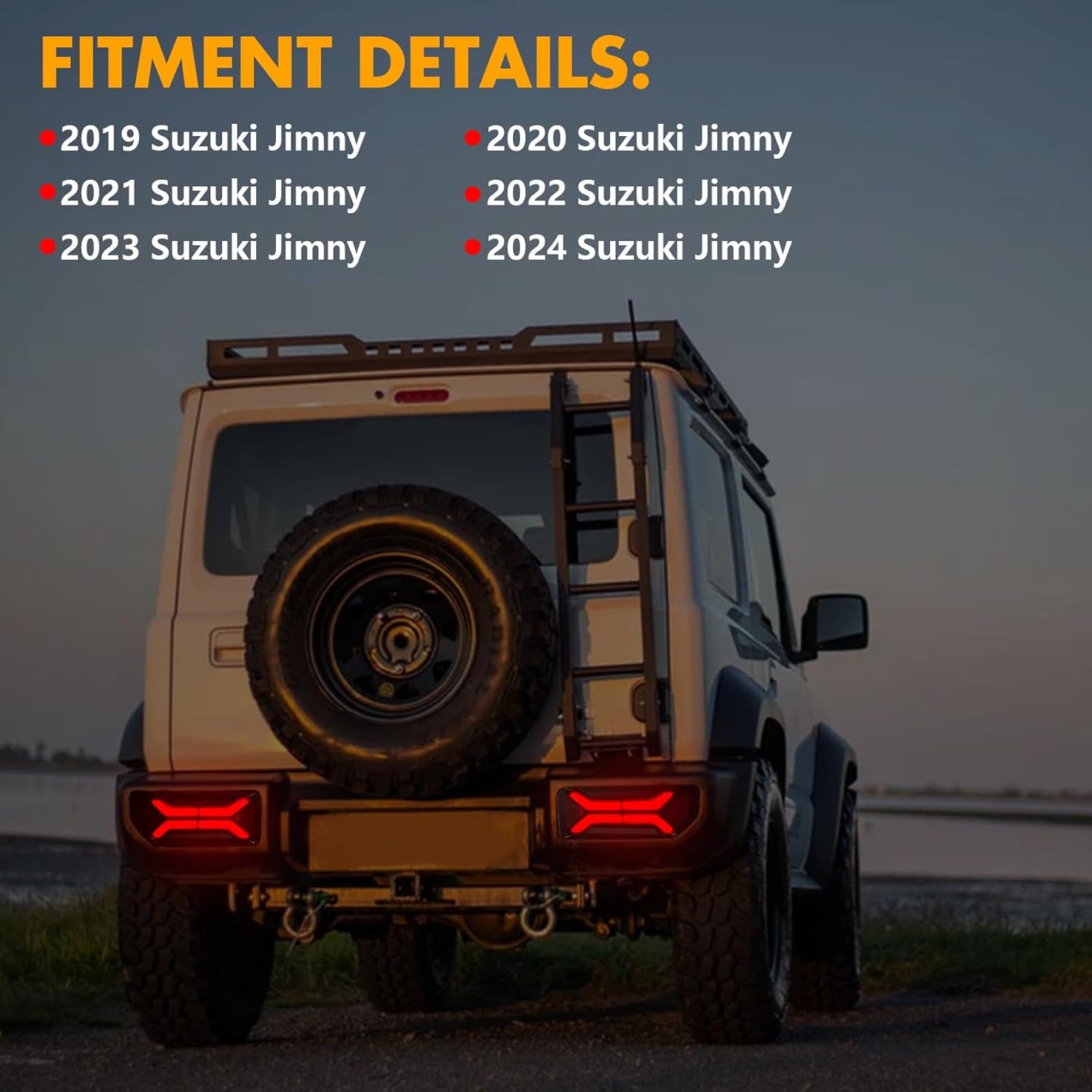 Full Tail Lights for 2019-2024 Suzuki Jimny with Start Up Sequence,Dynamic Turn Signal,Unique Appearance Design, Reverse Brake Tail Lamp Rear Lights Assembly