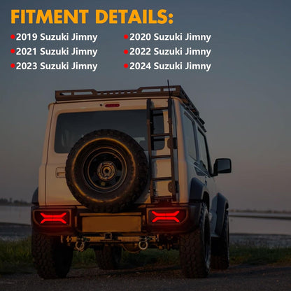 Full Tail Lights for 2019-2024 Suzuki Jimny with Start Up Sequence,Dynamic Turn Signal,Unique Appearance Design, Reverse Brake Tail Lamp Rear Lights Assembly