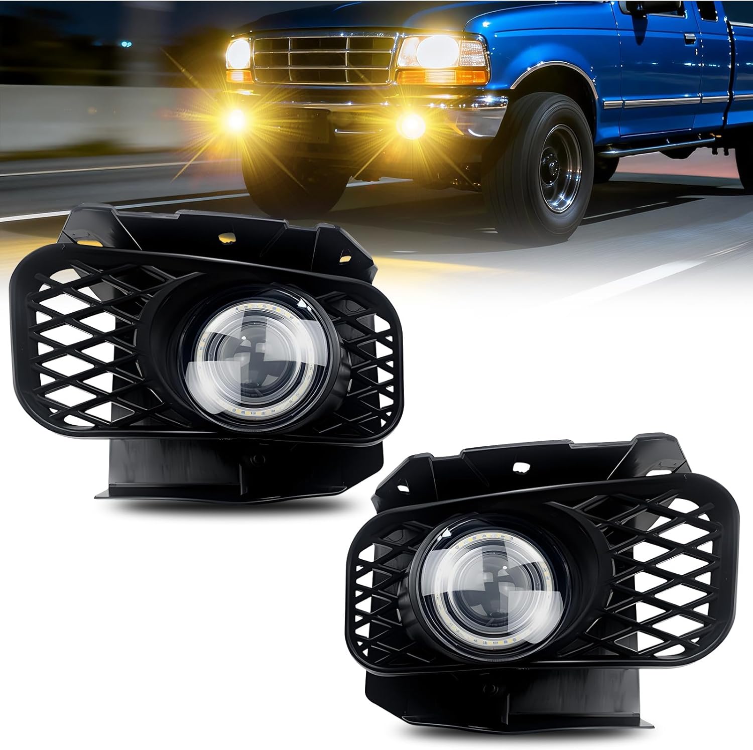 MCOOO Fog Lights Lamp, Fit For Ford Expedition 1999-2002, F-150 1999-2003 & F-150 Heritage 2004, Driver & Passenger Side, W/Replacement Bulbs, Wiring Kit & Switch Included, IP67 Waterproof Plug-And-Play