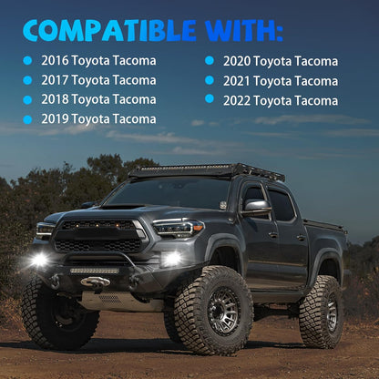 mcooo LED Fog Lights,Compatible with 2016-2023 Toyota Tacoma(Fits SR,SR5 Model Only), Front Bumper Driving Light, with Wiring Harness, Switch,Easy to Install (Chrome Bezels)