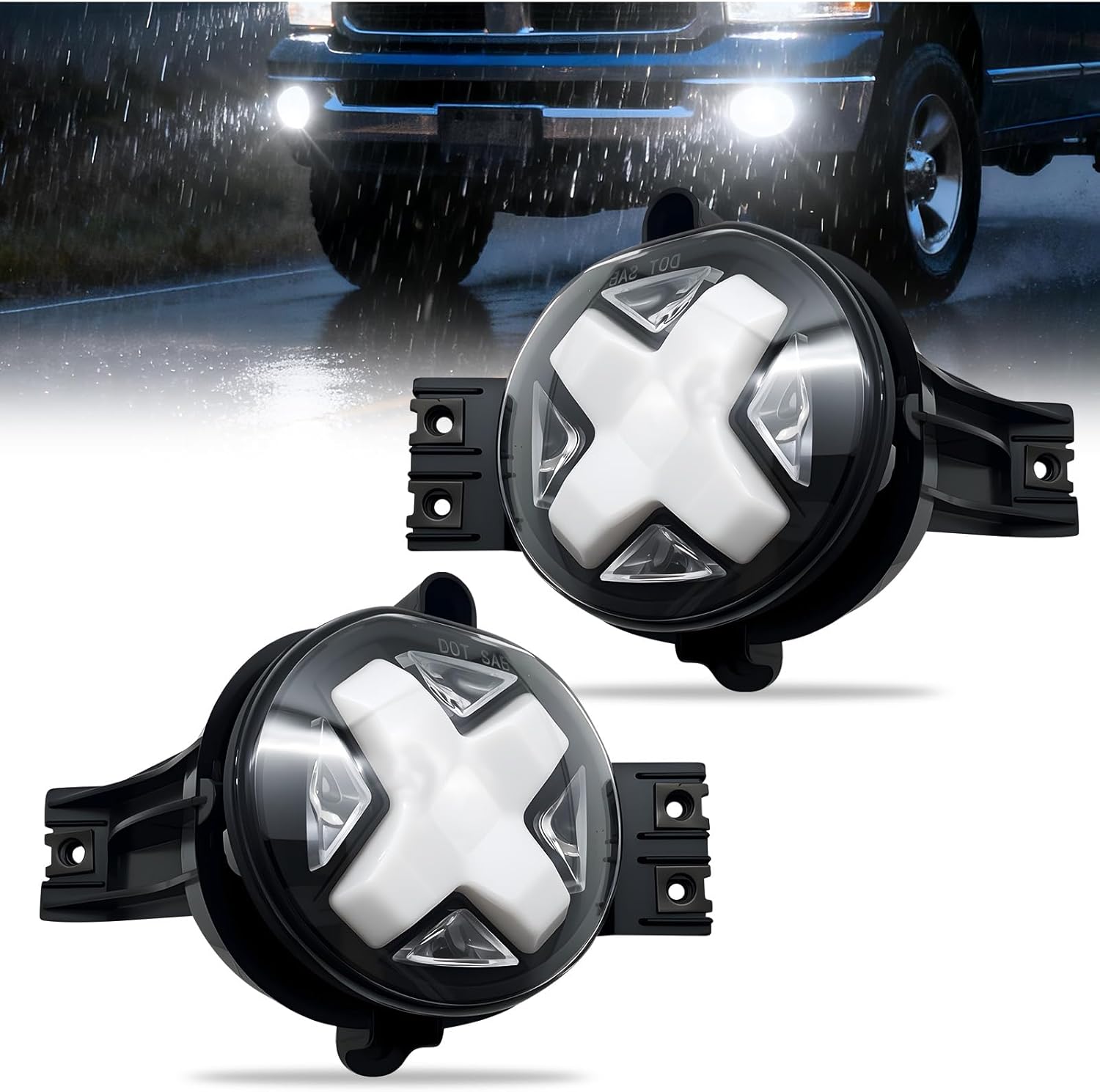 2002-2008 Dodge Ram 1500 / 2003-2009 Ram 2500 & 3500 LED Fog Lights with DRL & Amber Turn Signal | Clear Lens