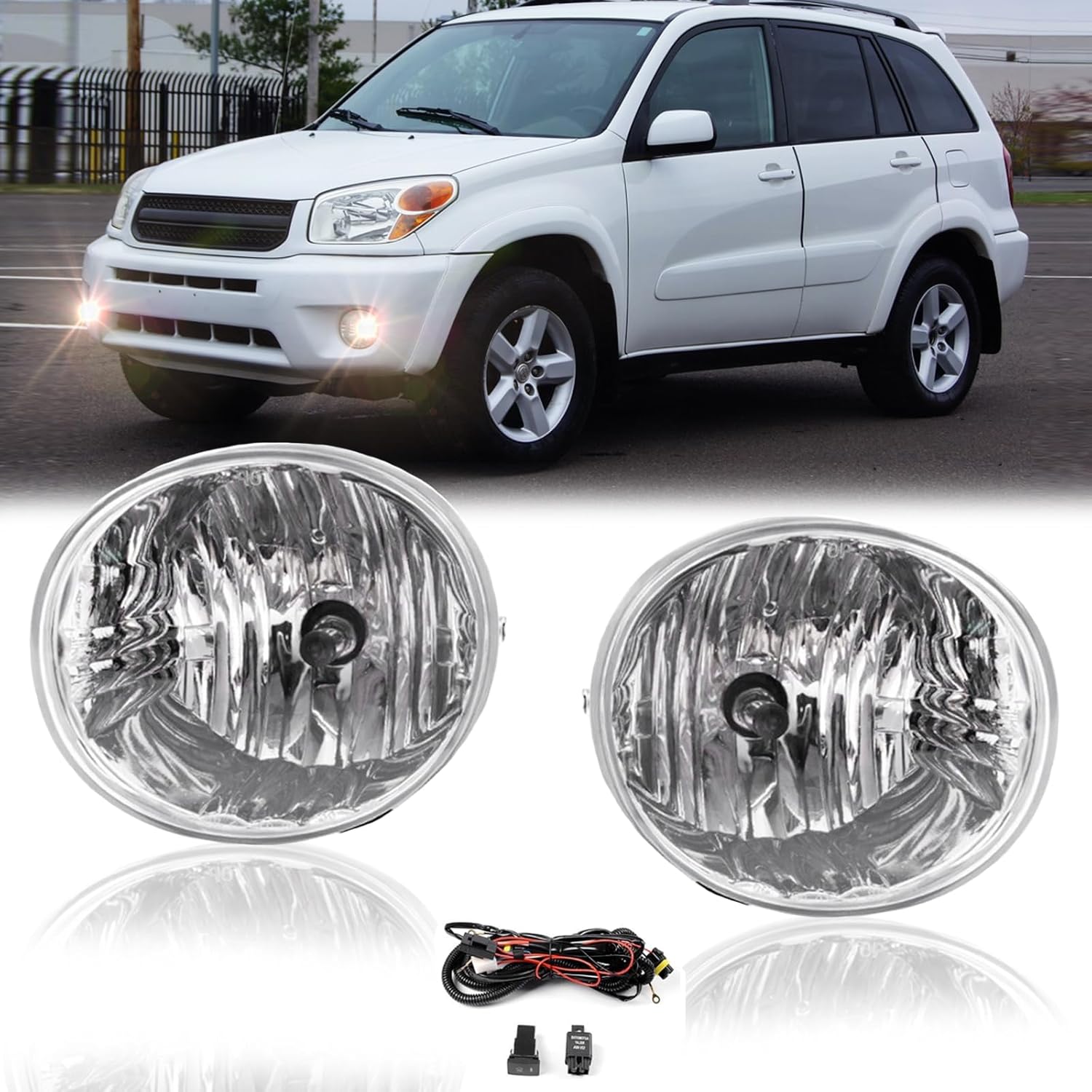 Mcooo Fog Lights Compatible with 2004-2005 Rav4/ 2005-2007 Avalon/ 2006-2009 4 Runner/ 2005-2006 Lexus ES330, 1 Pair Front Bumper Driving Fog Lamps Clear Lens