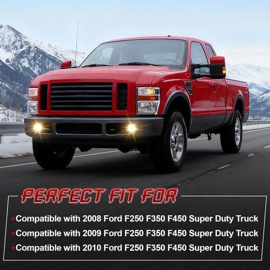 mcooo Fog Lights Compatible with 2008-2010 Ford F250 F350 F450 Super Duty Truck, Front Driving Lamps Clear Lens Assembly Replacement, DOT Approved (1 Pair Halogen Lamp)