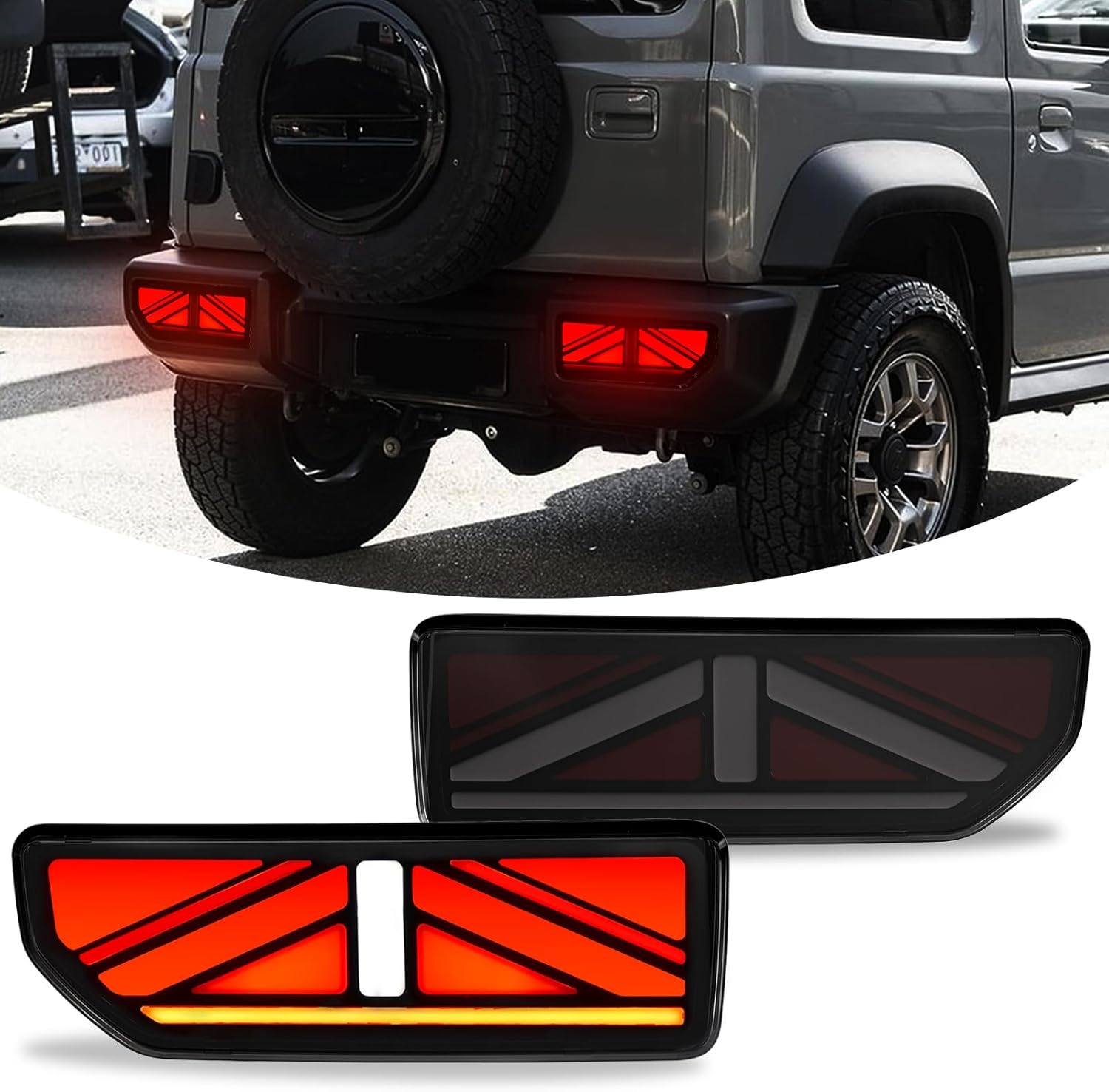 Mcooo Sequential Full LED Tail Lights for Suzuki Jimny 2019-2024, with Start Up Sequence,Dynamic Turn Signal,Unique Appearance Design, Reverse, Brake Light Tail Lamp Rear Lights Assembly (Butterfly)