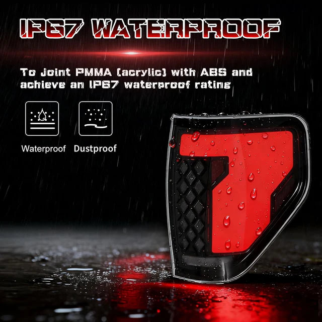 Ford F150 '09-'14 Sequential Full LED Smoked Tail Lights Animated Dynamic Turn Signal Brake/Reverse