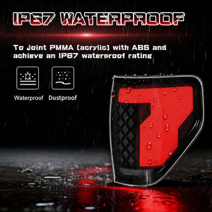 Ford F150 '09-'14 Sequential Full LED Smoked Tail Lights Animated Dynamic Turn Signal Brake/Reverse