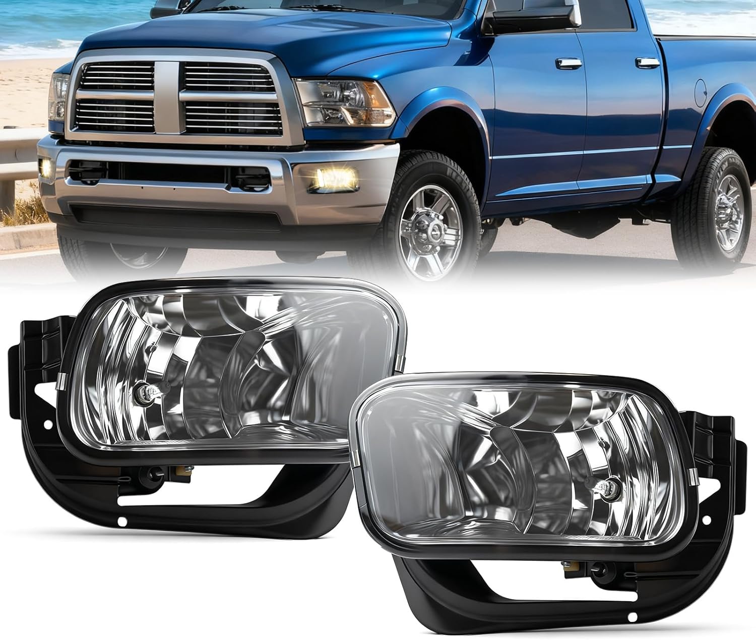 Mcooo Halogen Fog Lights for Dodge Ram 1500 2009-2012,Dodge Ram 2500 2010-2018,Dodge Ram 3500 2012-2018 Pickup Truck Bumper Fog Lamps Replacement,Excluding Wiring Harness