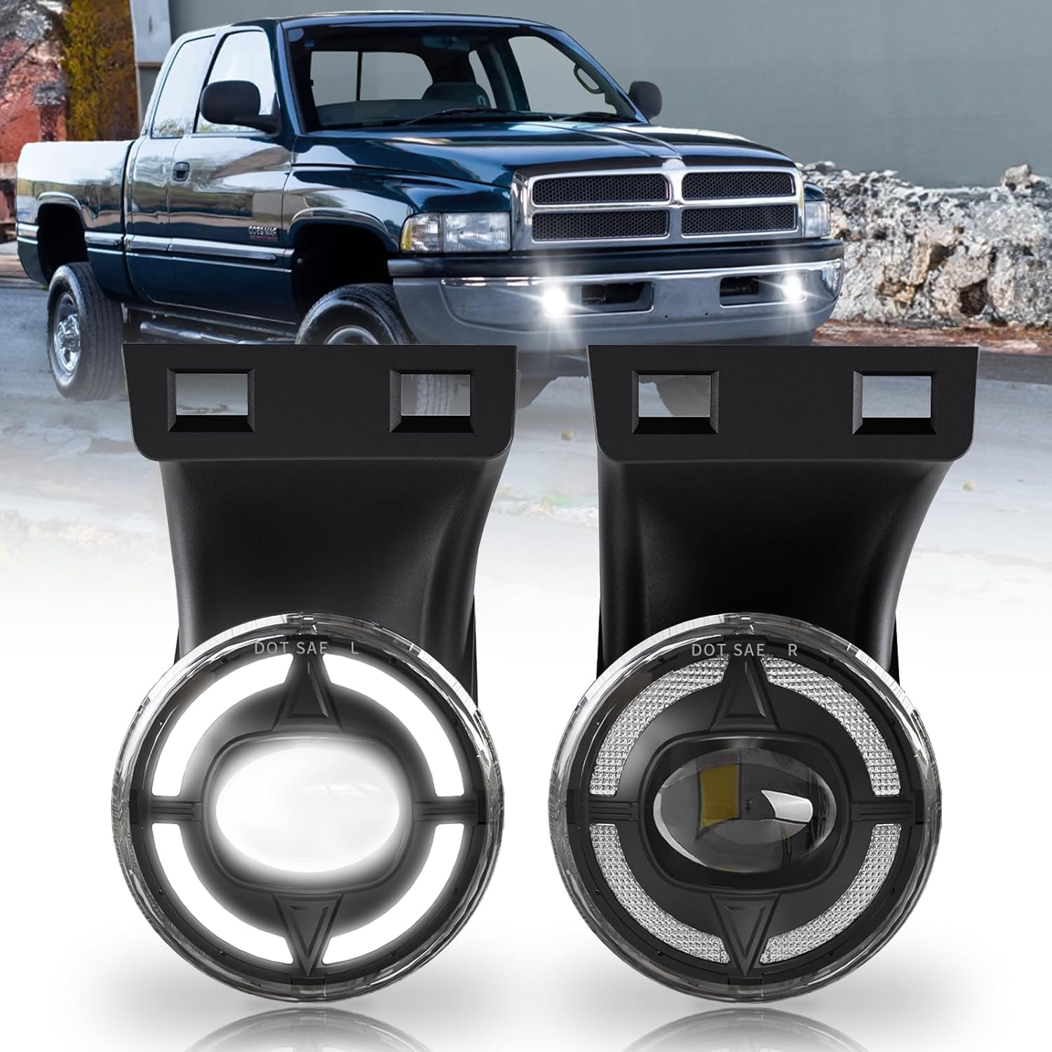 1994-2002 Dodge Ram 1500/2500/3500 LED Fog Lights with DRL | Front Bumper | 4 Lighting Modes