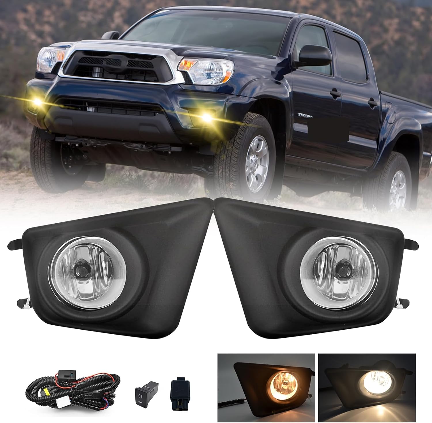 Mcooo Fog Lights Assemblies Compatible With 2012-2015 Toyota Tacoma Bumper Driving Lamps Fog Lamps Driver Side Passenger Side