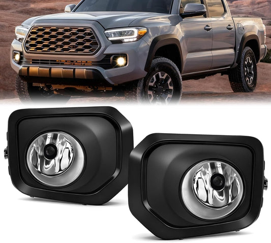 mcooo Halogen Fog Lights,Compatible with 2016-2023 Toyota Tacoma(Fits SR,SR5 Model Only), Front Bumper Driving Light, with Wiring Harness, Switch,Easy to Install (Black Bezels)