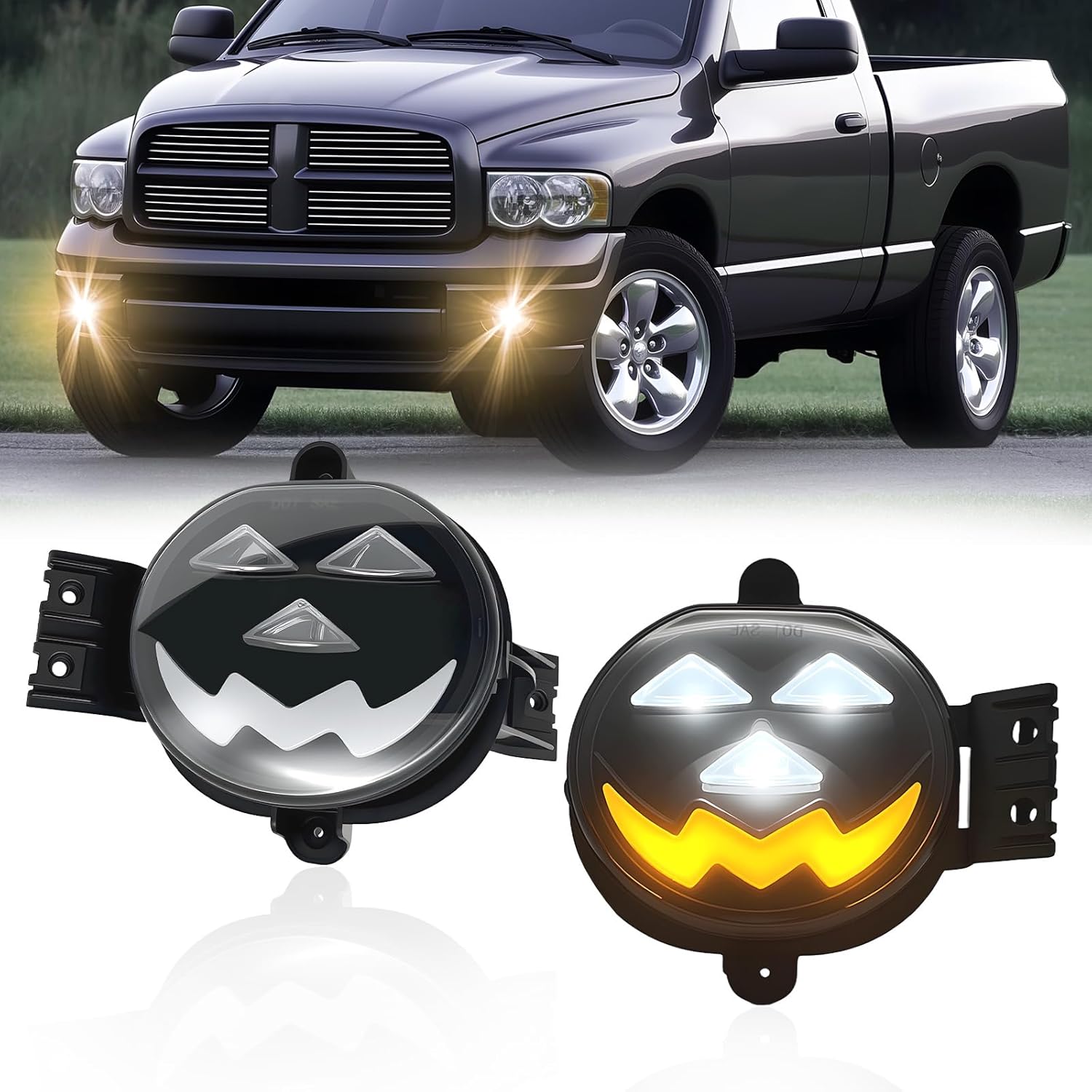 Mcooo LED Fog Lights Assemblies Compatible With 2002 2003 2004 2005 2006 2007 2008 2009 Dodge Ram 1500 2500 3500 Front Bumper Fog Lights