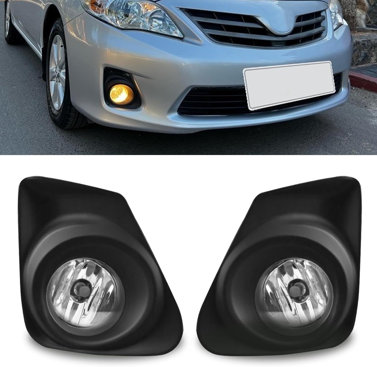 Mcooo Fog Lights Assembly For Toyota Corolla 2011 2012 2013 ，Bumper Driving Fog lamp Replacement (Halogen Bulbs) - 1 pair