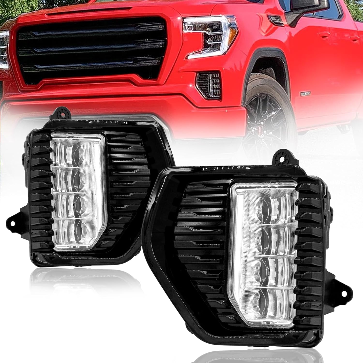 Mcooo LED Fog Lights for 2019 2020 2021 2022 GMC Sierra, Bumer Driving Fog Lamps Assembly Replacement, DOT Certified (1 pair)