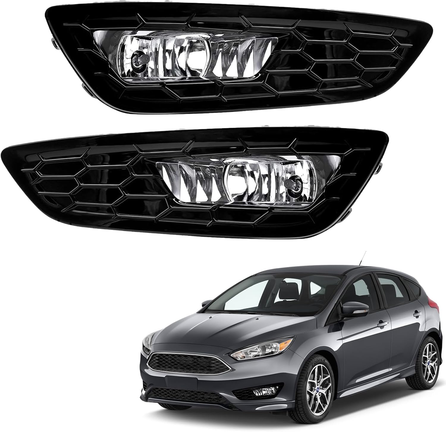 Mcooo Fog Lights Assemblies Compatible With 2015 2016 2017 Ford Focus Fog Lamps Drive and Passenger Side Front Bumper Fog Lights Clear Lens