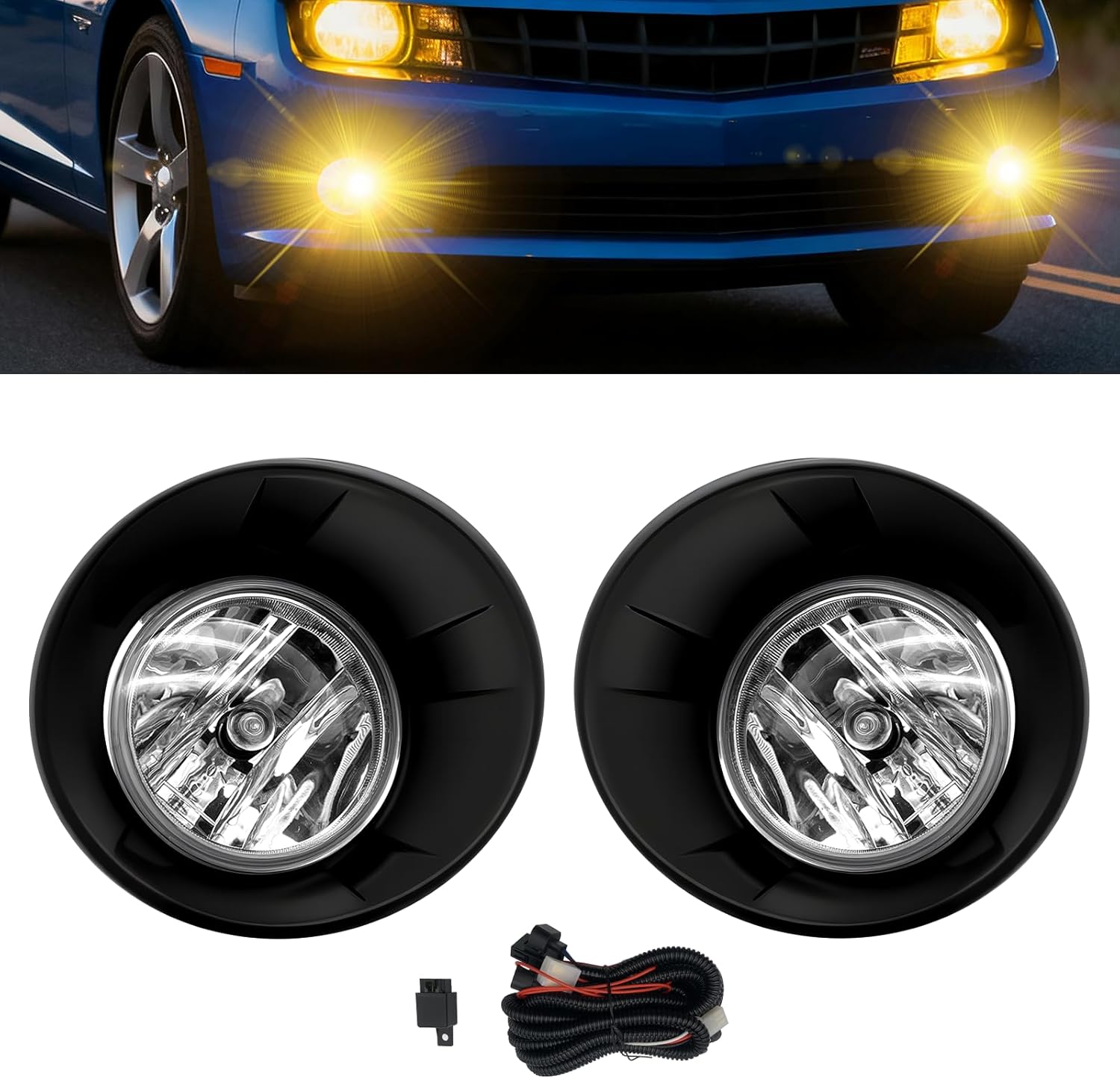 Mcooo Fog Lights Assembly Compatible With 2010-2013 Chevrolet Camaro Front Bumper Driving Fog Lamp Fog Light Kits Halogen Lights