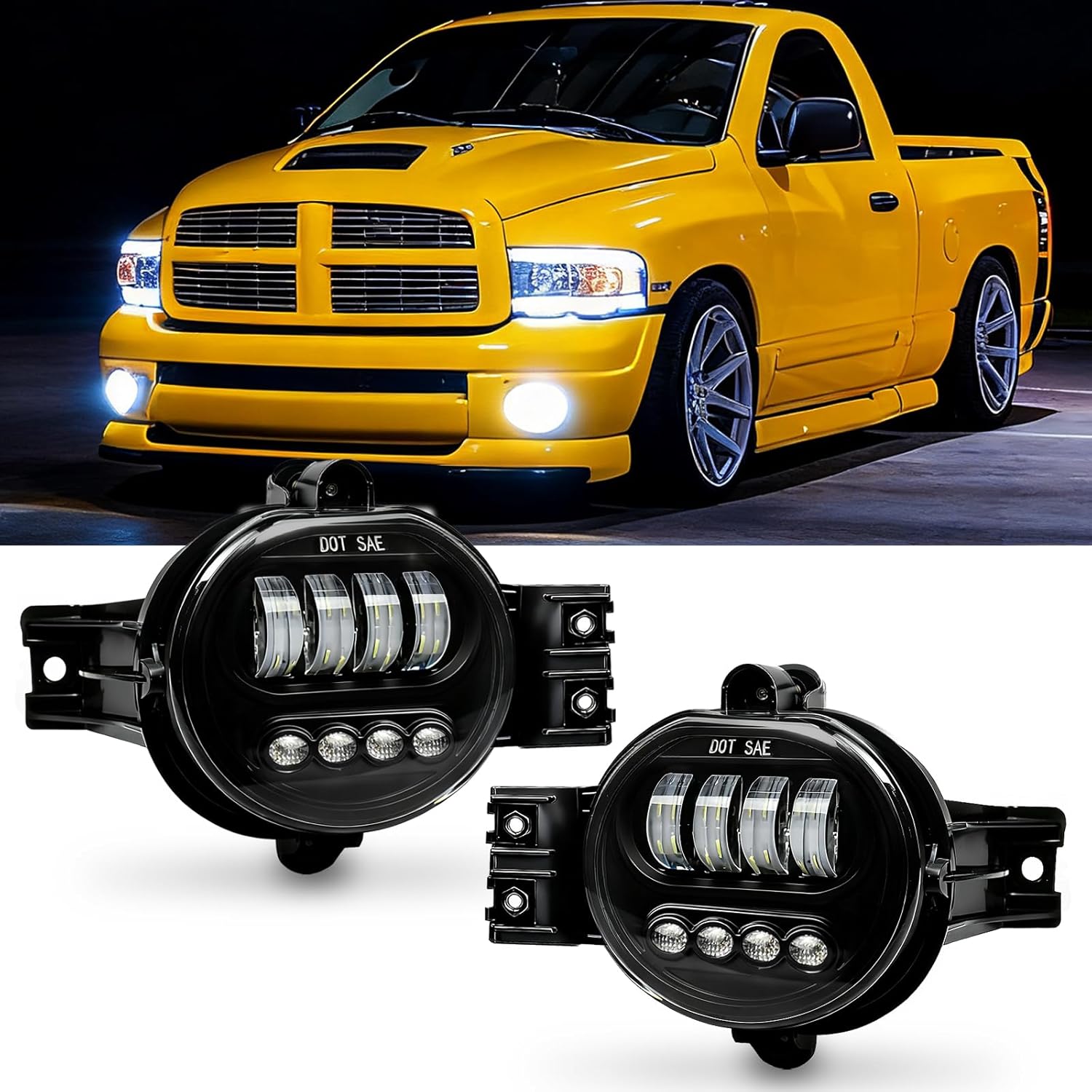 Mcooo LED Fog Lights for 2002-2008 Dodge Ram 1500, 2003-2009 Ram 2500 3500, 2004-2006 Durango Pickup, Led Fog Lamp Upgrade and Modified - 4 Oval