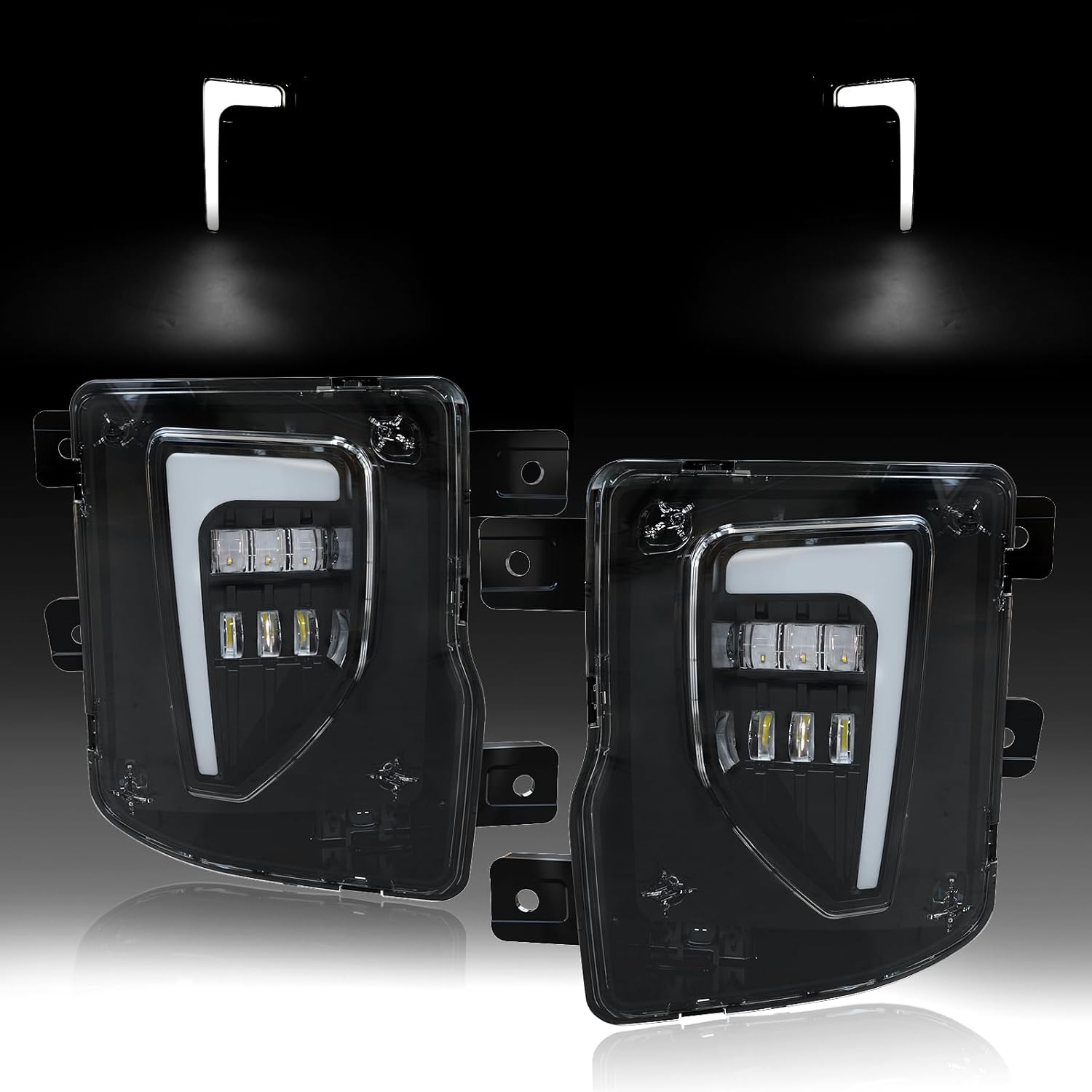 Mcooo Led Fog Lights for 2016 2017 2018 Chevy Silverado 1500, Starting Animated lights, LED fog lights, driving lights, and dynamic turn signals. 1 Pair Fog Lamps