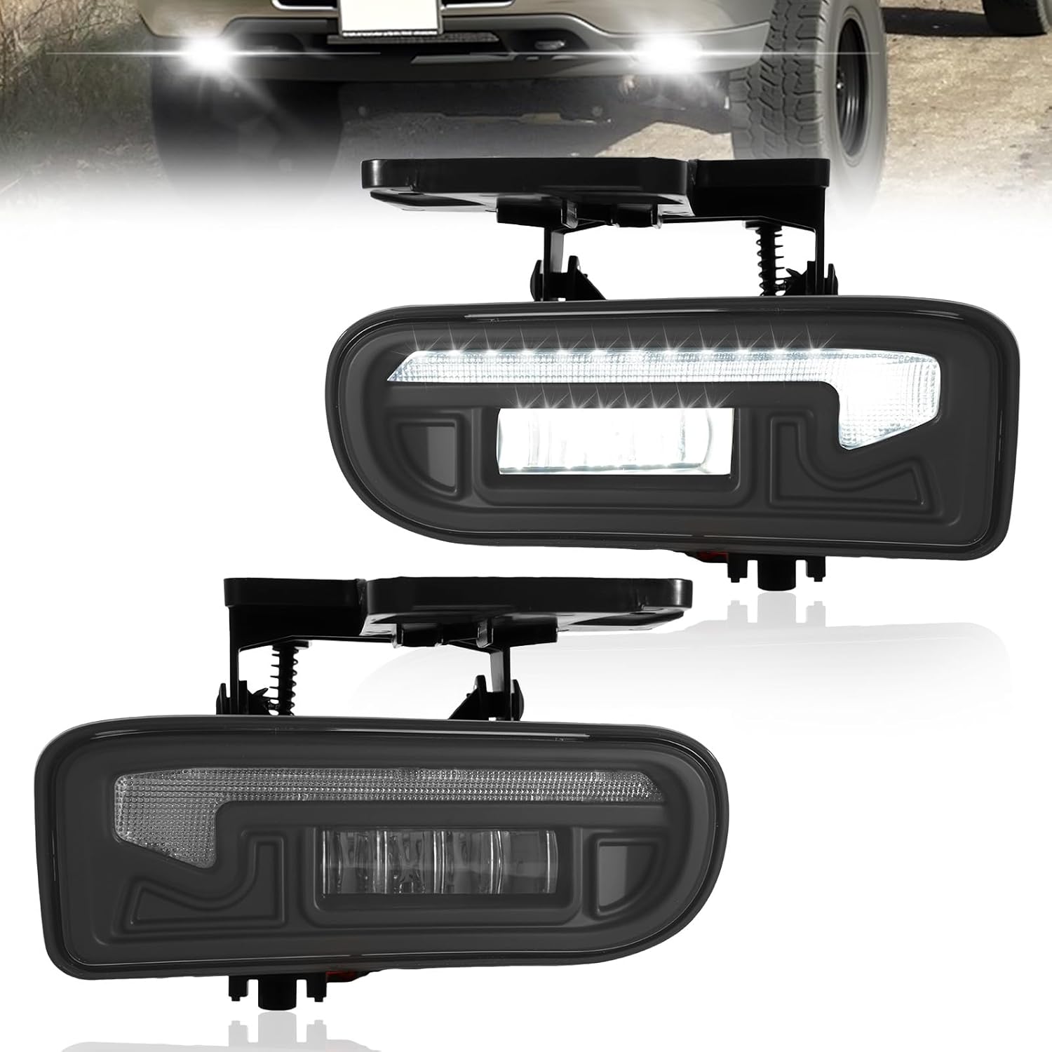 Mcooo LED Fog Lights Assembly Fit For 2000 2001 2002 2003 2004 2005 2006 GMC Yukon Pickup Truck / 1999 2000 2001 2002 GMC Sierra Fog Lamps LED3