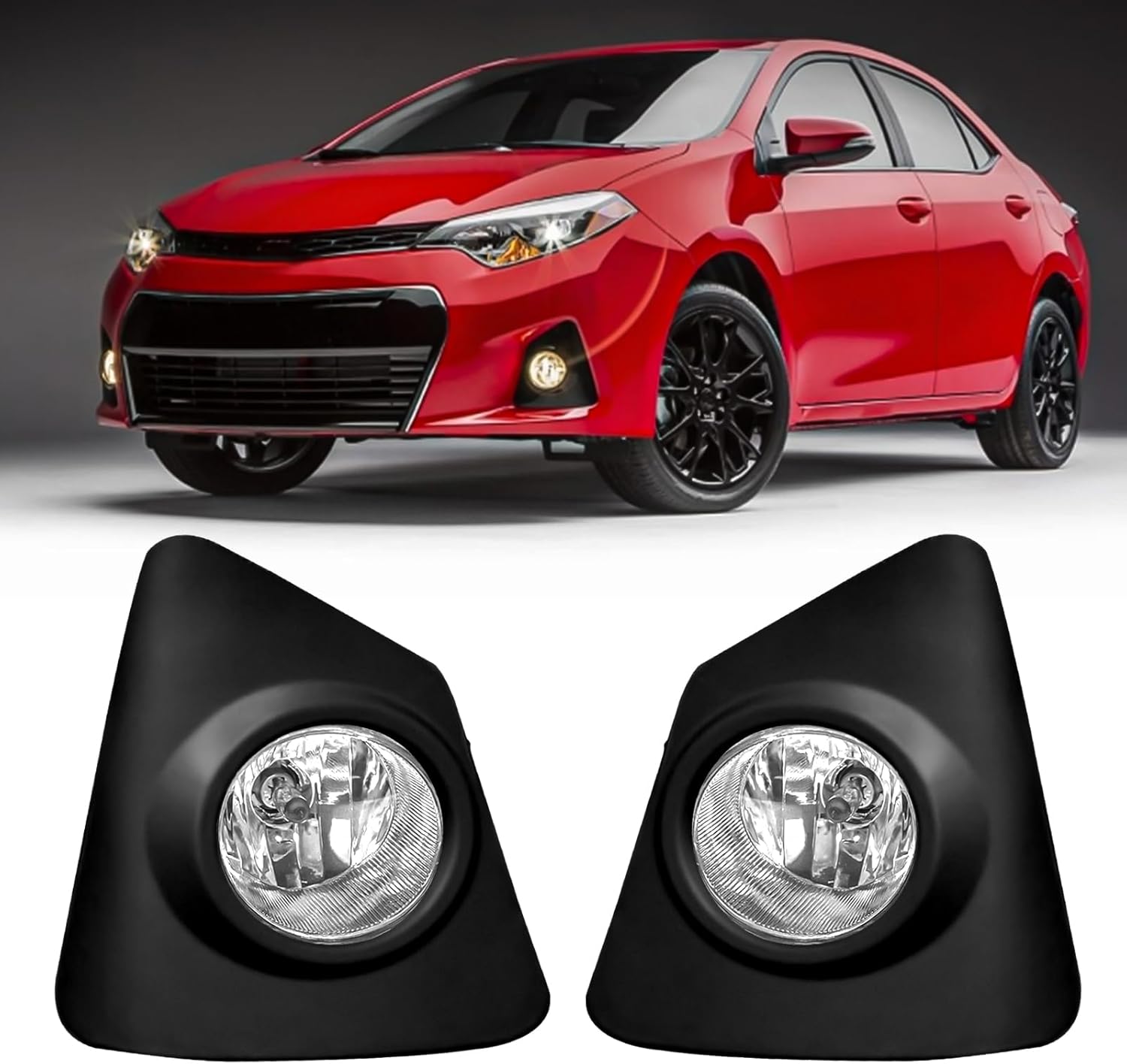 Mcooo Fog Lights Compatible with Toyota Corolla S SE 2014 2015 2016, Front Driving Fog Lamp Assembly, Halogen Bulbs，OEM-Style Replacement, Clear Lens（1 Pair）