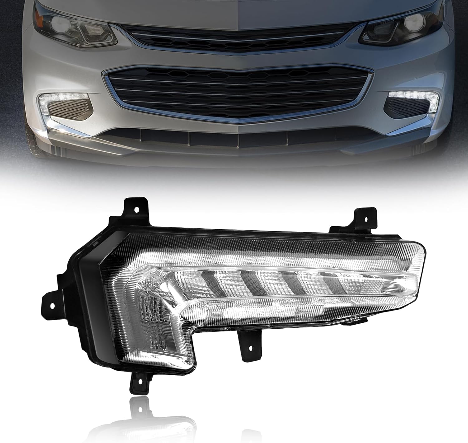 Mcooo LED Fog Light for 2016 2017 2018 Chevy Malibu, Front Driving Fog Lamps Replacement Kit, Clear Lens (Right)