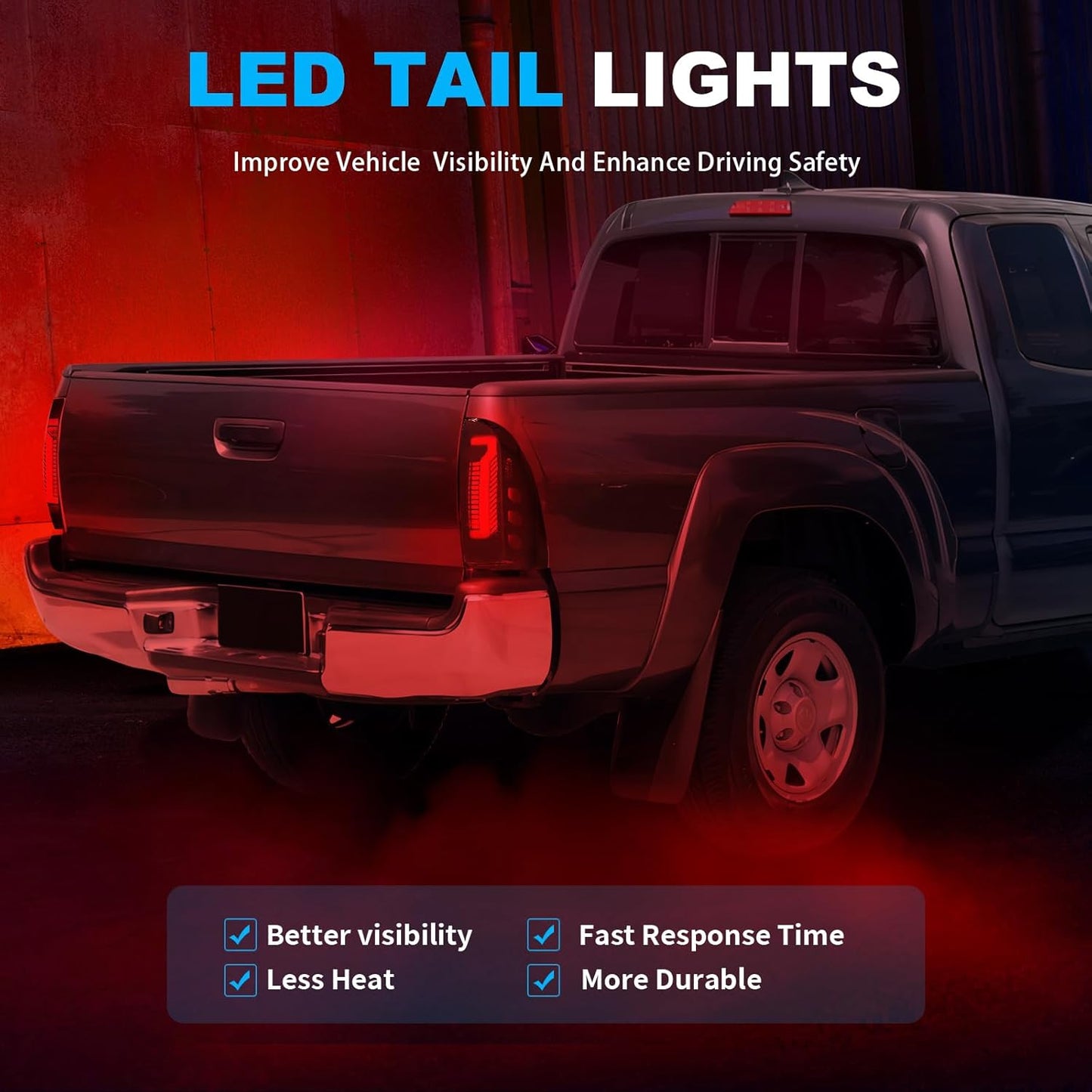 mcooo Sequential Full LED Tail Light Assembly for 2005-2015 Toyota Tacoma, 2nd Gen Tacoma - Animated, Dynamic Turn Signal, Brake, Reverse Lights - Smoked