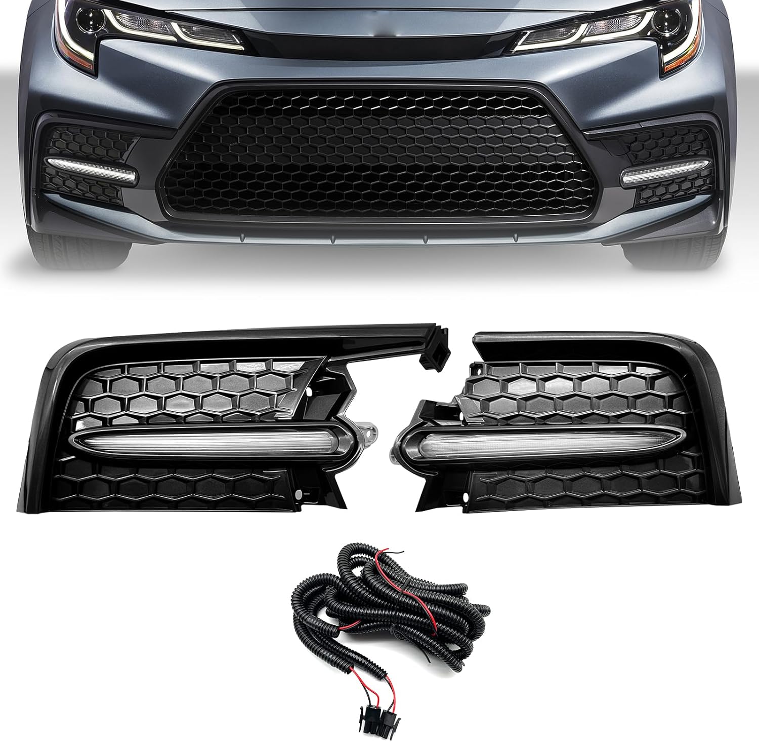 Mcooo LED Fog Lights Compatible With 2020 2021 2022 Toyota Corolla SE XSE, A pair of Front Bumper Driving Fog Lamps With Harnesses and Bezel- Clear Lens
