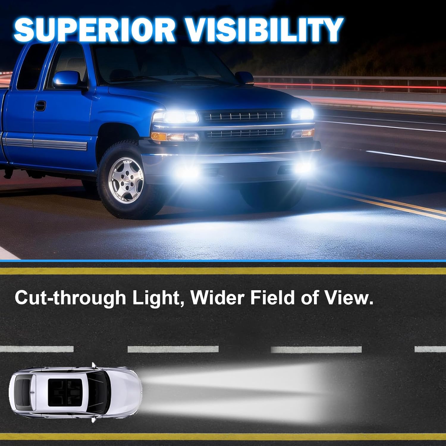 MCOOO LED Fog Lights Assembly for 1999-2002 Chevrolet Silverado 1500/2500, 2001-2002 Silverado 1500HD/2500HD/3500, 2000-2006 Tahoe/Suburban 1500/2500 – Front Bumper Fog Lamp Replacement