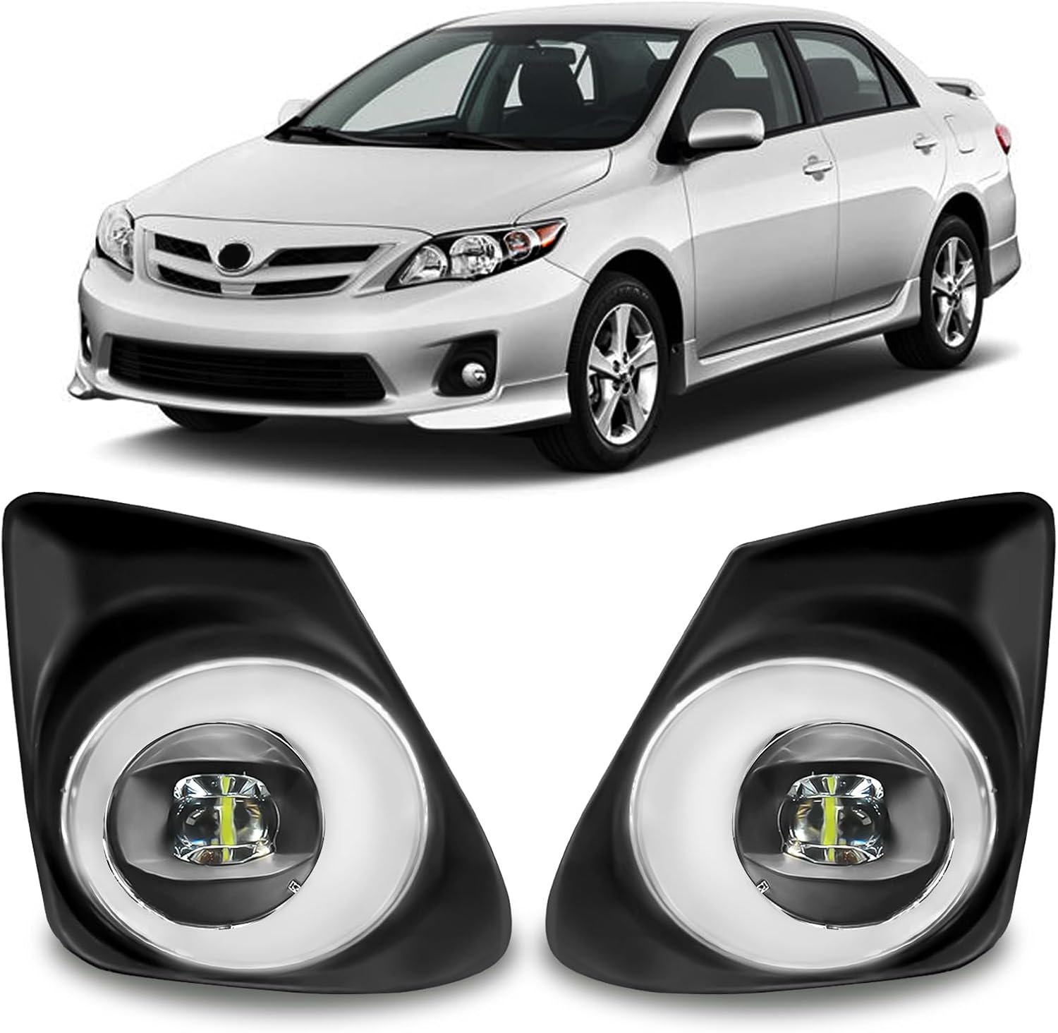 Mcooo LED Fog Lights Assembly Compatible with Toyota Corolla 2011 2012 2013, Bumper Driving Fog lamp, DOT Certified - 1 Pair