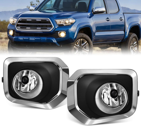 mcooo Halogen Fog Lights,Compatible with 2016-2023 Toyota Tacoma(Fits SR,SR5 Model Only), Front Bumper Driving Light, with Wiring Harness, Switch,Easy to Install (Chorme Bezels)