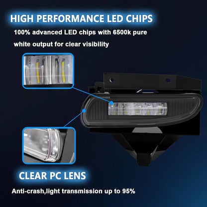 mcooo Fog Lights Assembly Compatible with 1999-2004 Ford Mustang, Bumper Driving Fog lamp Assembly Replacement (LED Fog Lights)