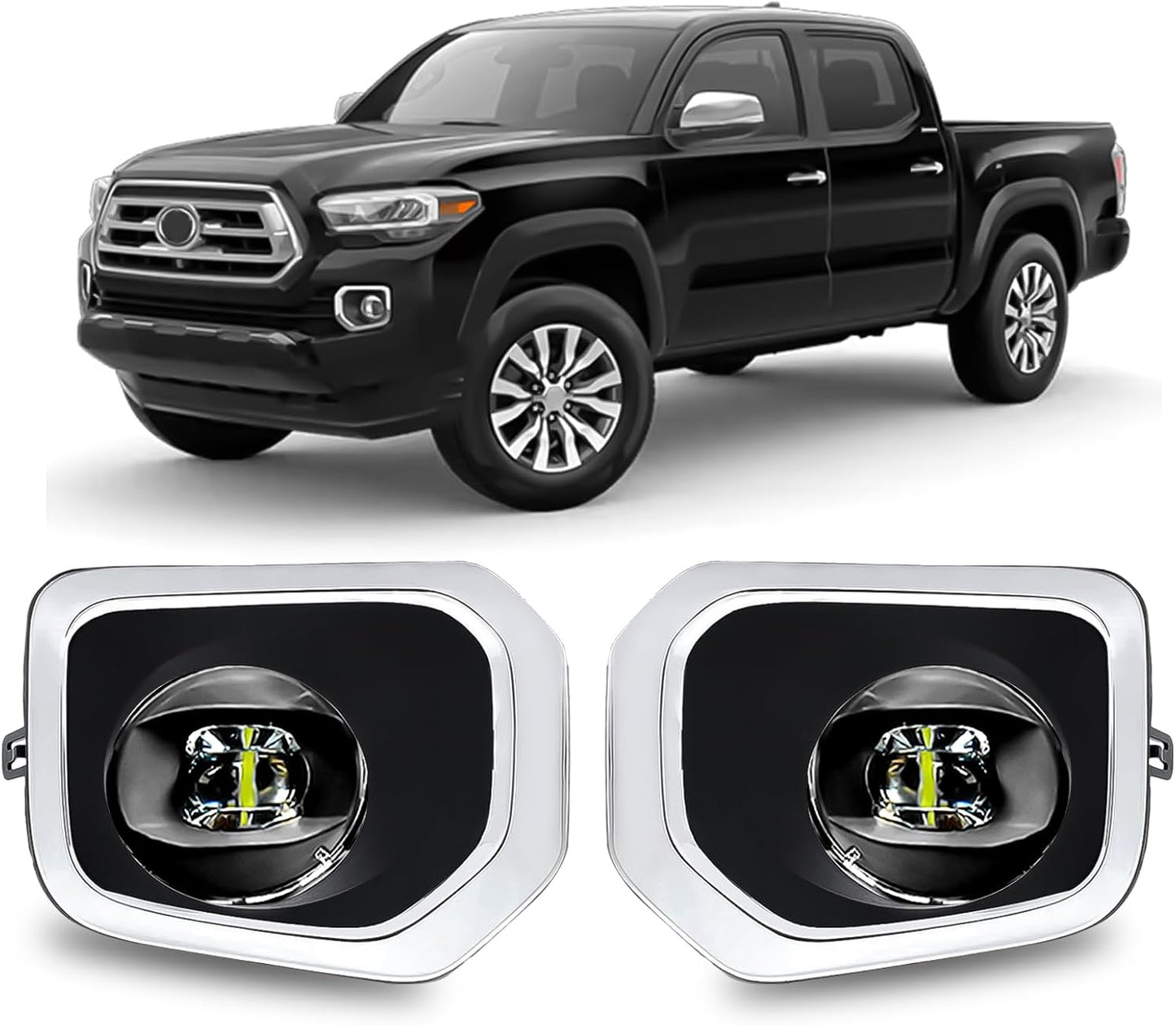 mcooo LED Fog Lights,Compatible with 2016-2023 Toyota Tacoma(Fits SR,SR5 Model Only), Front Bumper Driving Light, with Wiring Harness, Switch,Easy to Install (Chrome Bezels)