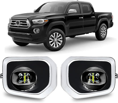 mcooo LED Fog Lights,Compatible with 2016-2023 Toyota Tacoma(Fits SR,SR5 Model Only), Front Bumper Driving Light, with Wiring Harness, Switch,Easy to Install (Chrome Bezels)