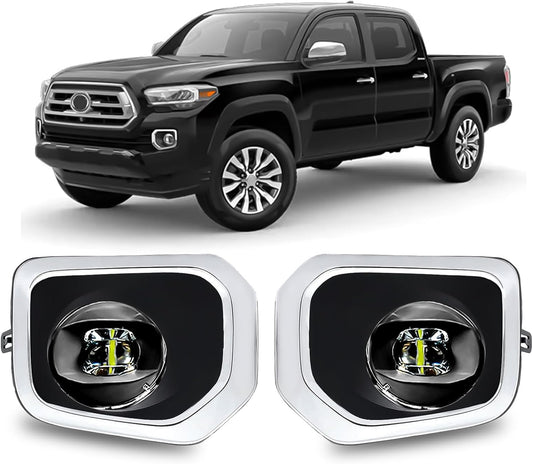 mcooo LED Fog Lights,Compatible with 2016-2023 Toyota Tacoma(Fits SR,SR5 Model Only), Front Bumper Driving Light, with Wiring Harness, Switch,Easy to Install (Chrome Bezels)