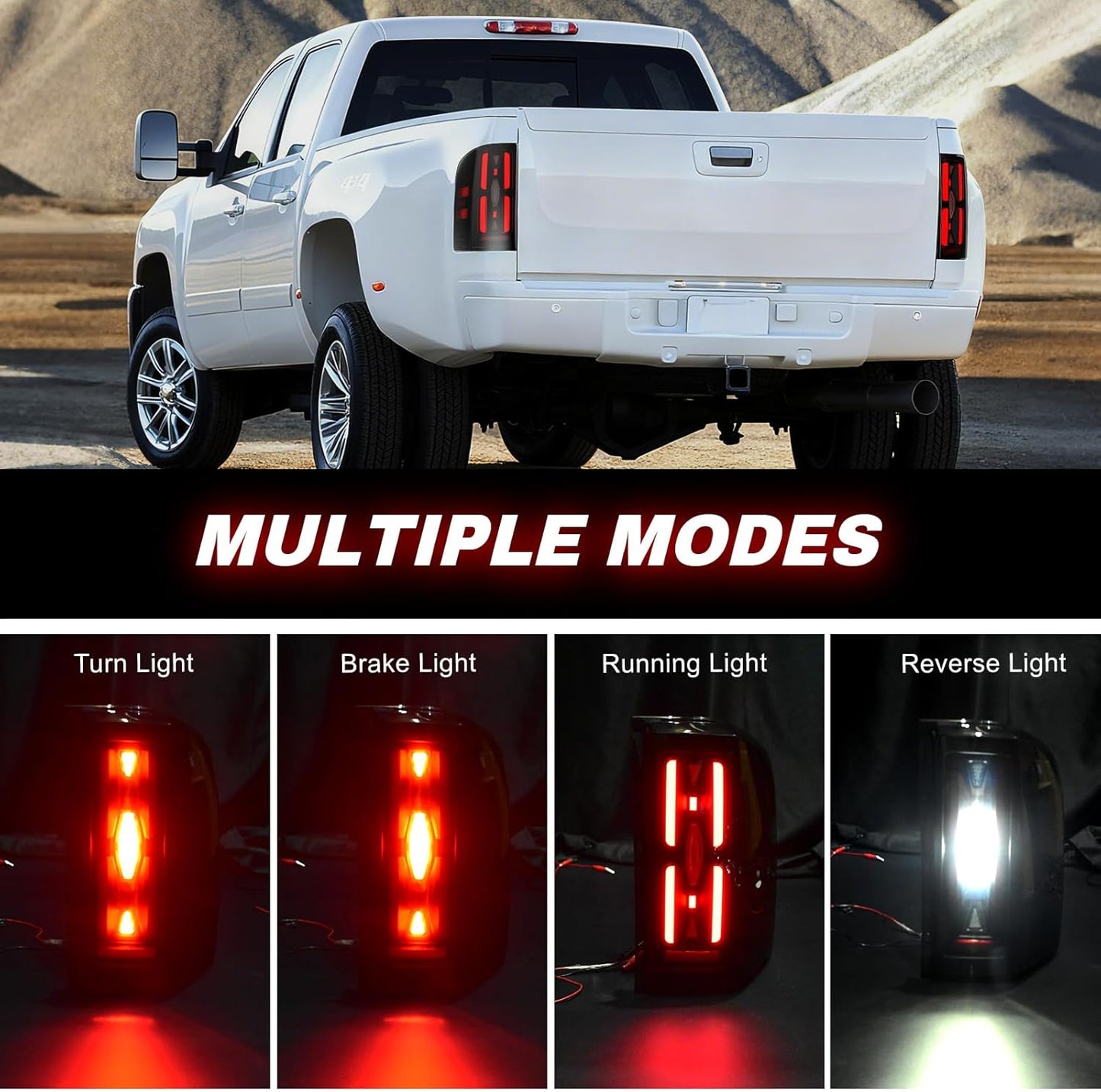 mcooo Full LED Tail Lights Assemble Compatible for 2007-2013 Chevy Silverado 1500& 2007-2014 Chevy Silverado 2500HD/3500HD With Start-Up Animation, Dynamic Turn Signals, Brake Light,Reverse Light-Smoked