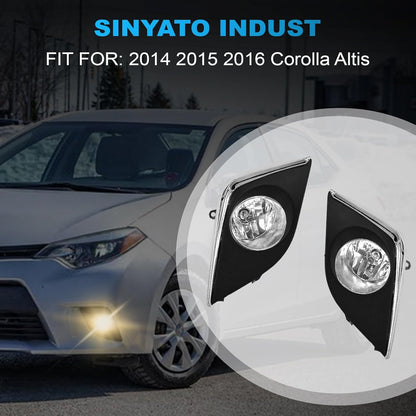mcooo Fog Lights Assembly Compatible with 2014 2015 2016 Corolla/Altis CE ECO L LE, Bumper Driving Fog lamp Assembly Replacement (Halogen Fog Lights)
