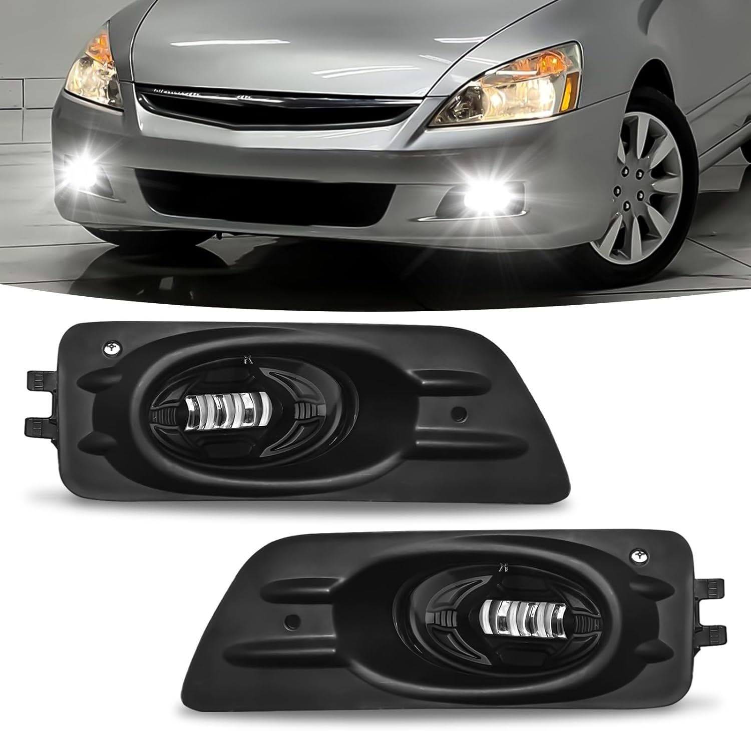 Mcooo LED Fog Light for 2006-2007 Honda Accord Sedan,Front Bumer Fog Lamp Kit with Wiring Harness, Switch,Plug and Play,Fog Assembly Replacement